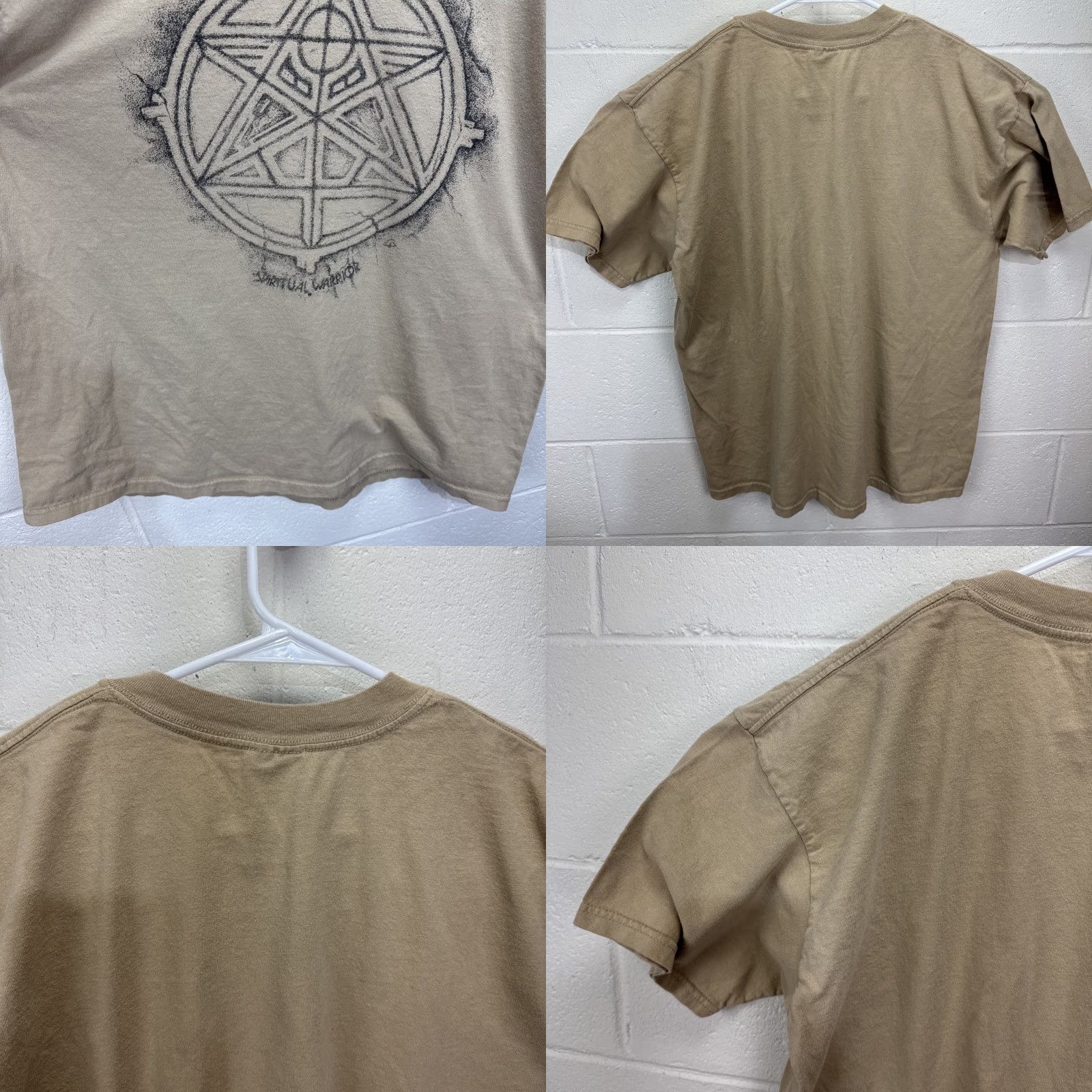 Gildan VINTAGE Gildan Spiritual Warrior T-Shirt Pentagram Logo Graphic Brown L Y2K Mens Size US L / EU 52-54 / 3 - 8 Thumbnail