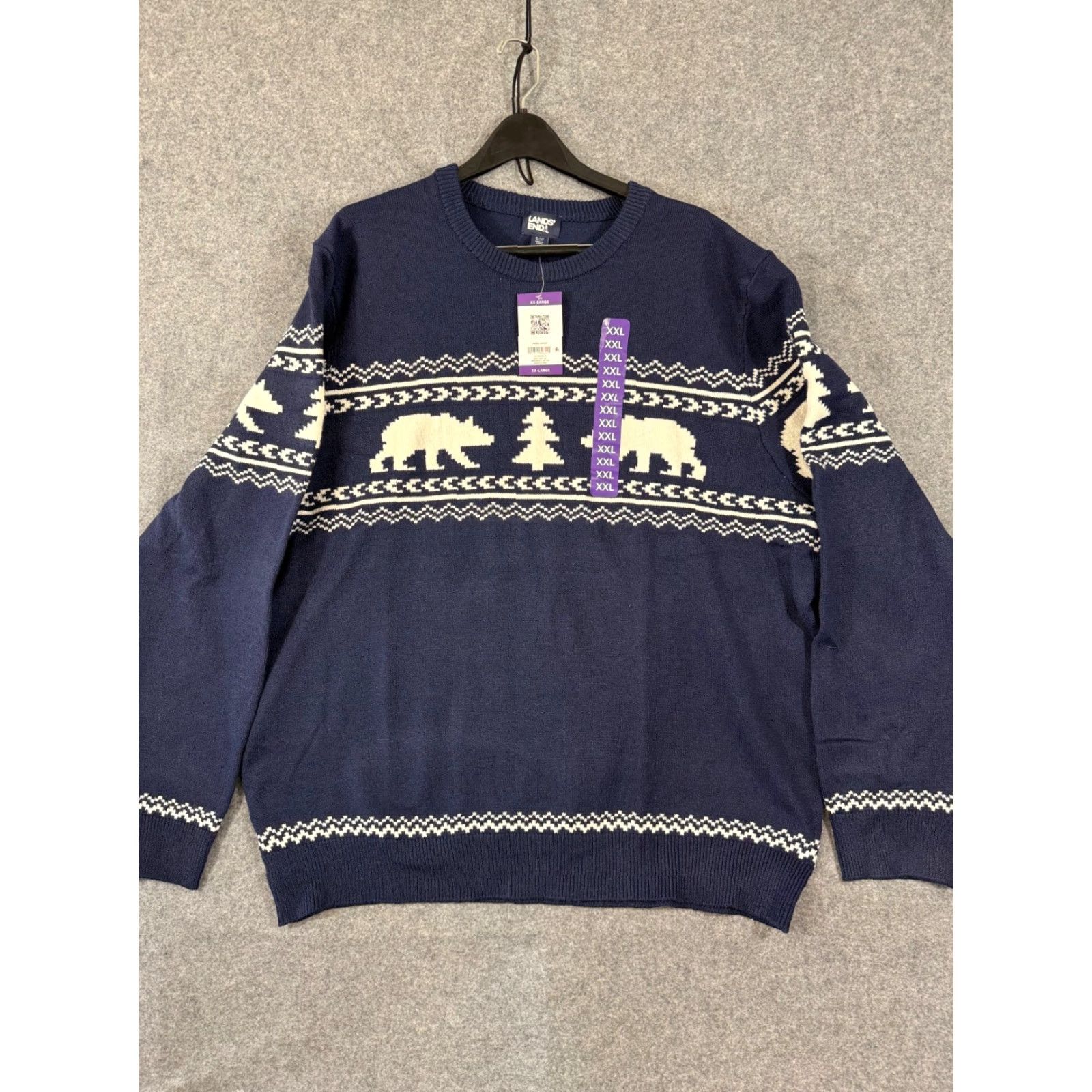 Lands' End Lands' End Sweater Mens 2XL Blue Fair Isle Stretch Polar Bear Pullover Crew Neck NWT Holiday Long Sleeve Christmas Winter Casual Mens Size US XXL / EU 58 / 5 - 3 Thumbnail