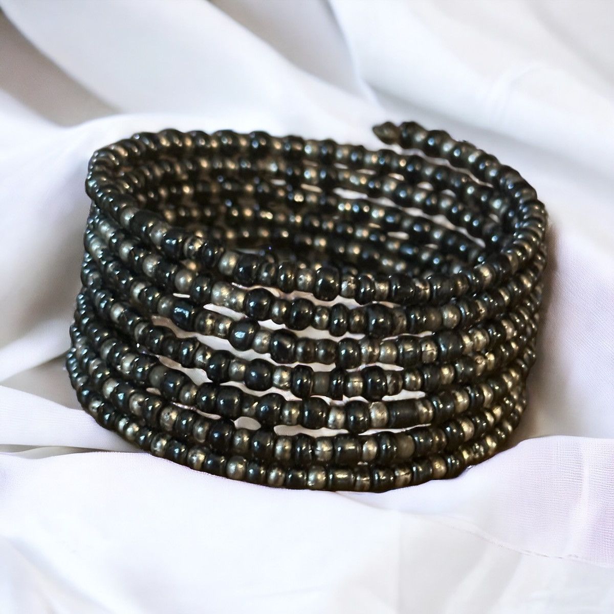Other Black and silver bead wrap coil bracelet Size ONE SIZE - 1 Thumbnail