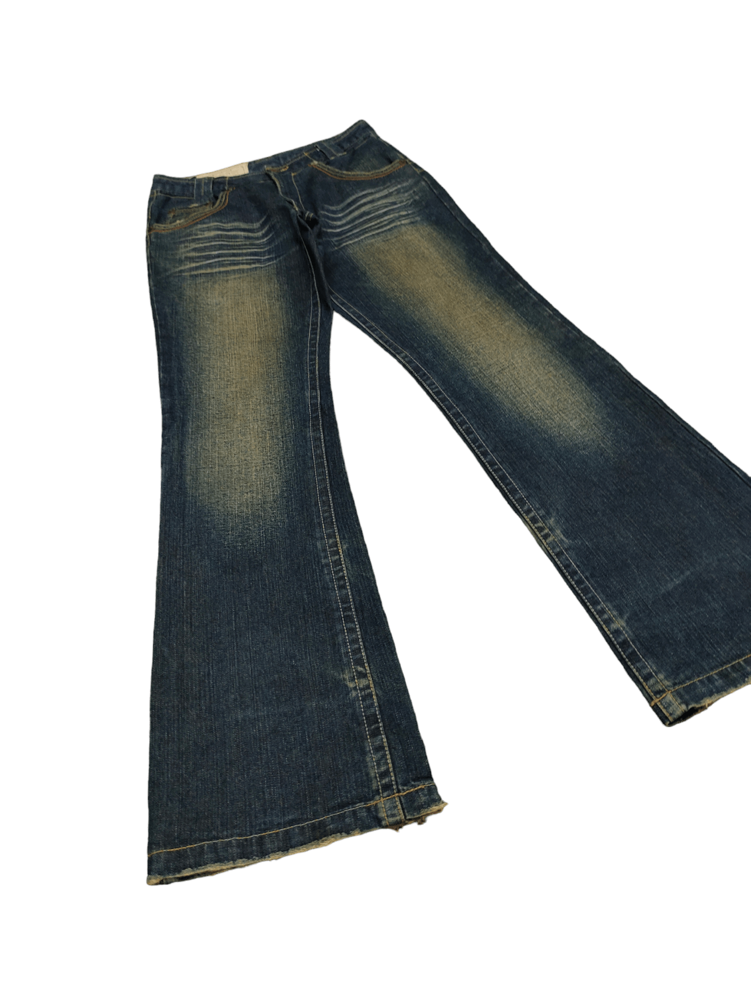 If Six Was Nine Flare Jeans Allout Clawmark Faded Denim Bootcut Y2k Size US 30 / EU 46 - 4 Thumbnail