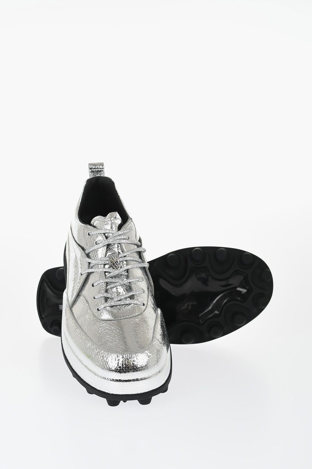 Jil Sander og1mm0625 Leather Lcae-up Sneakers in Silver Size US 12 / EU 45 - 2 Thumbnail