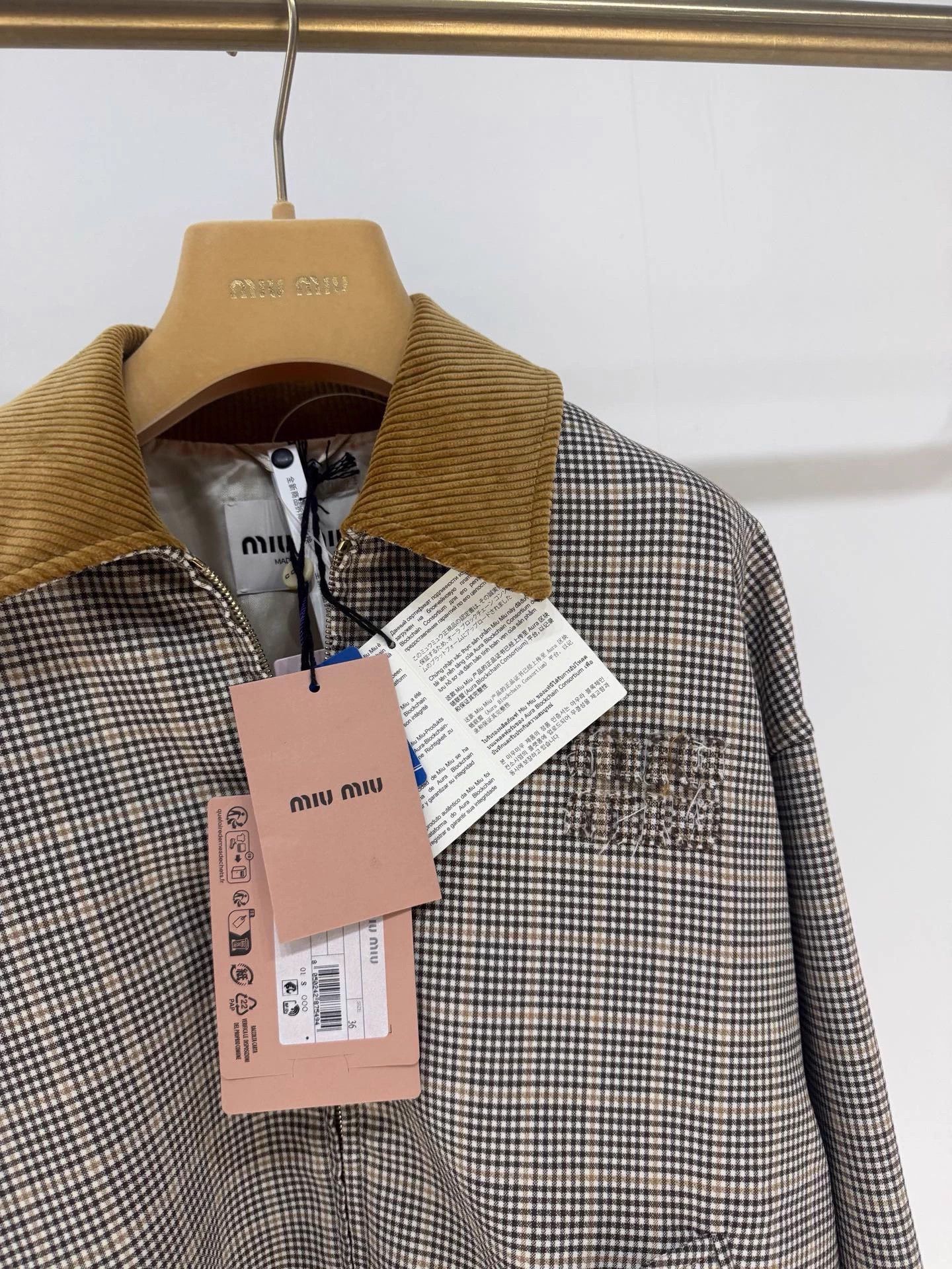 Miu Miu MIUMIU Retro Check Lapel Oversized Jkt 36 NWT Size XS / US 0-2 / IT 36-38 - 2 Thumbnail