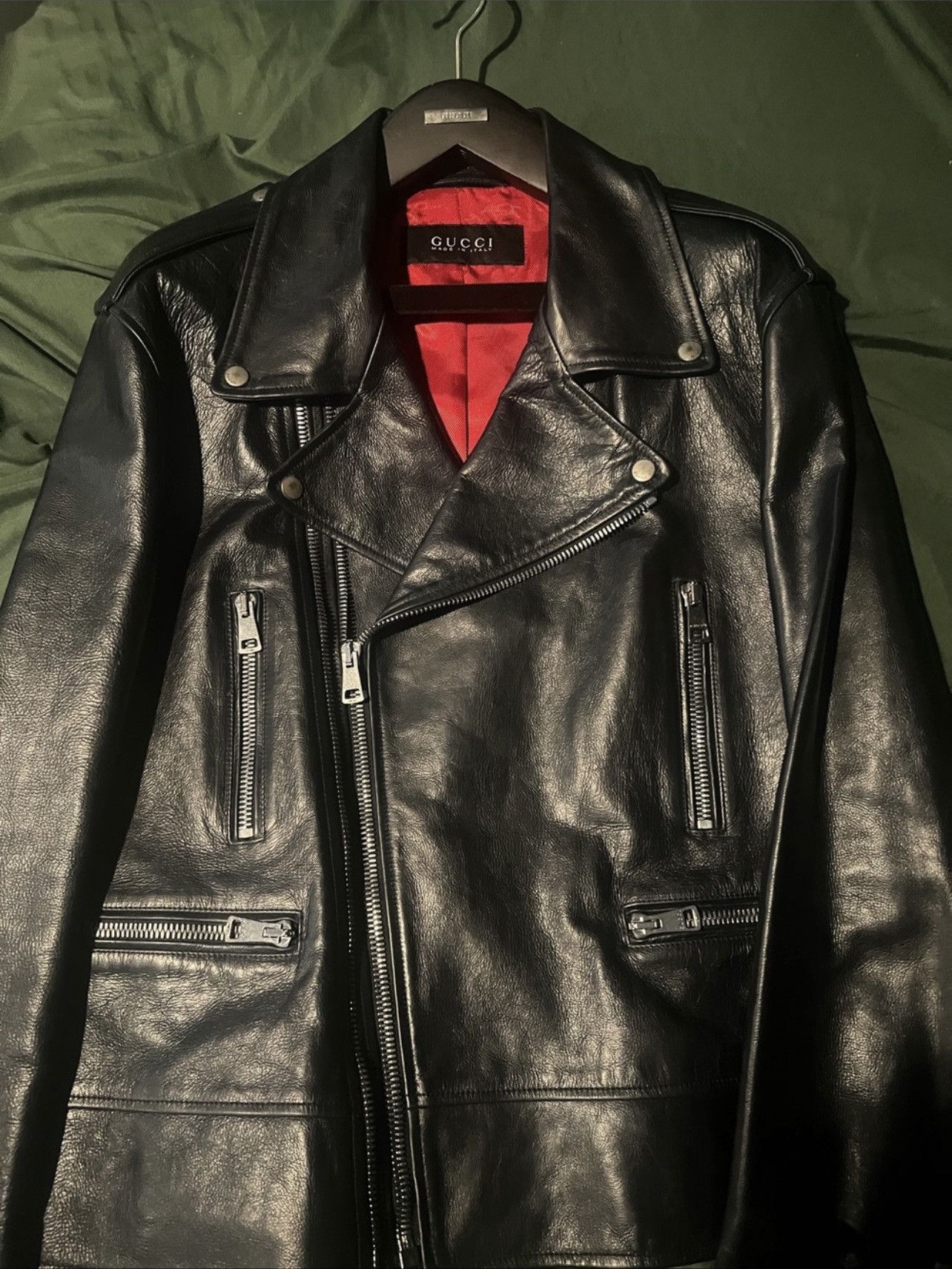 Gucci Gucci Men’s Leather Biker Jacket Size US L / EU 52-54 / 3 - 8 Thumbnail