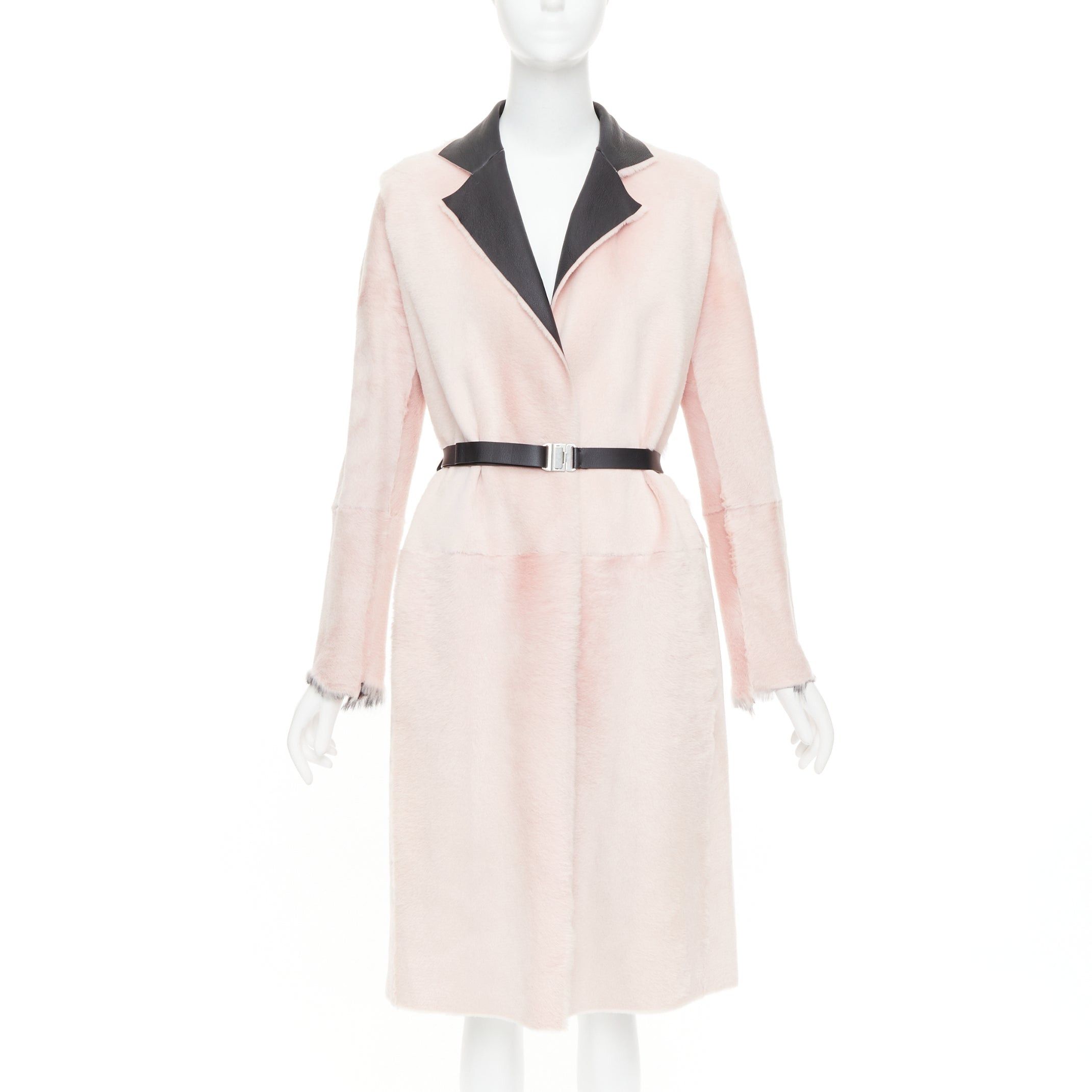 Celine OLD CELINE Phoebe Philo 2015 baby pink lambskin shearling leather collar coat FR40 L Size M / US 6-8 / IT 42-44 - 1 Thumbnail