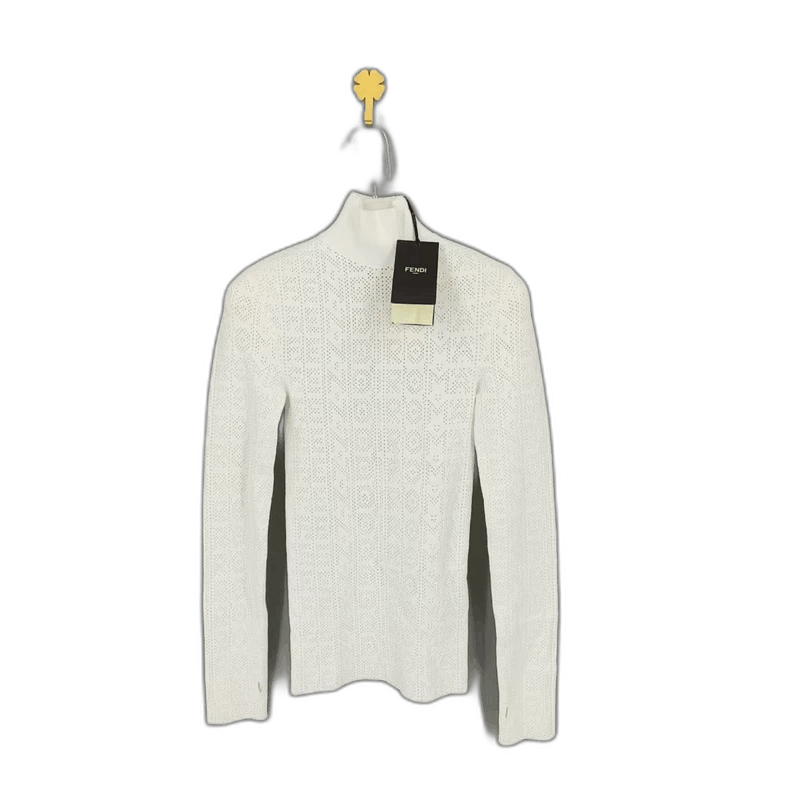 fendi white logo patterned long sleeve top