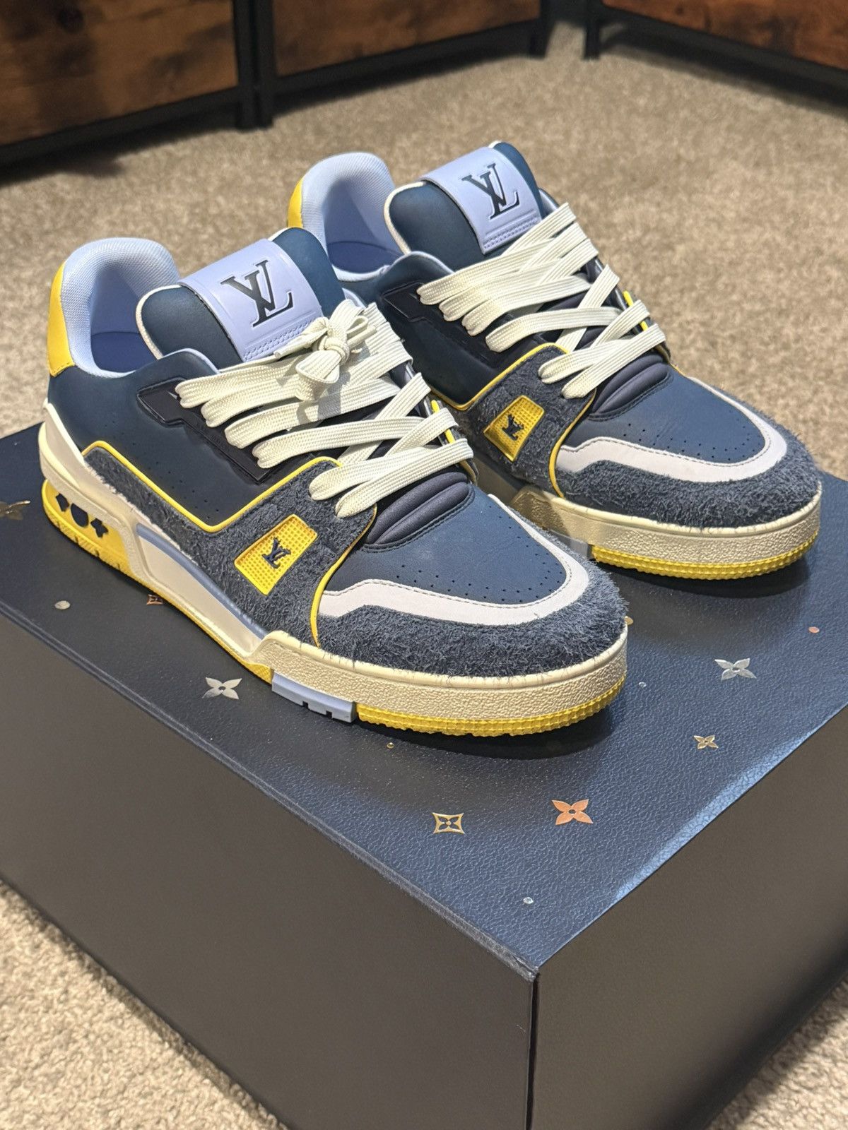 Louis Vuitton Louis Vuitton Blue & Yellow Sneakers RARE!!! Size US 9 / EU 42 - 1 Thumbnail