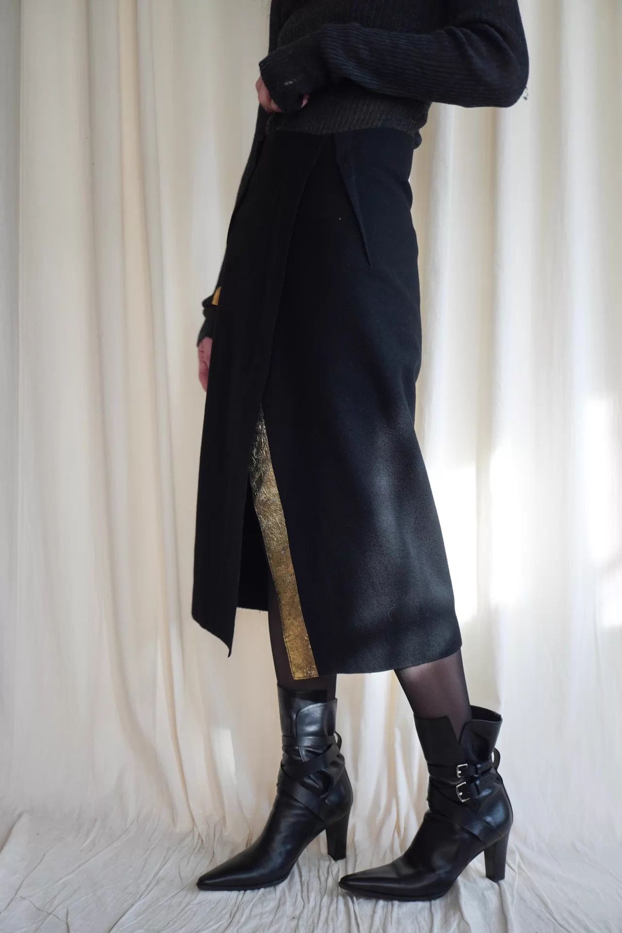 Jil Sander Jil Sander 2000s Gold Structured Wool Skirt Size 24" / US 00 / IT 34 - 8 Thumbnail