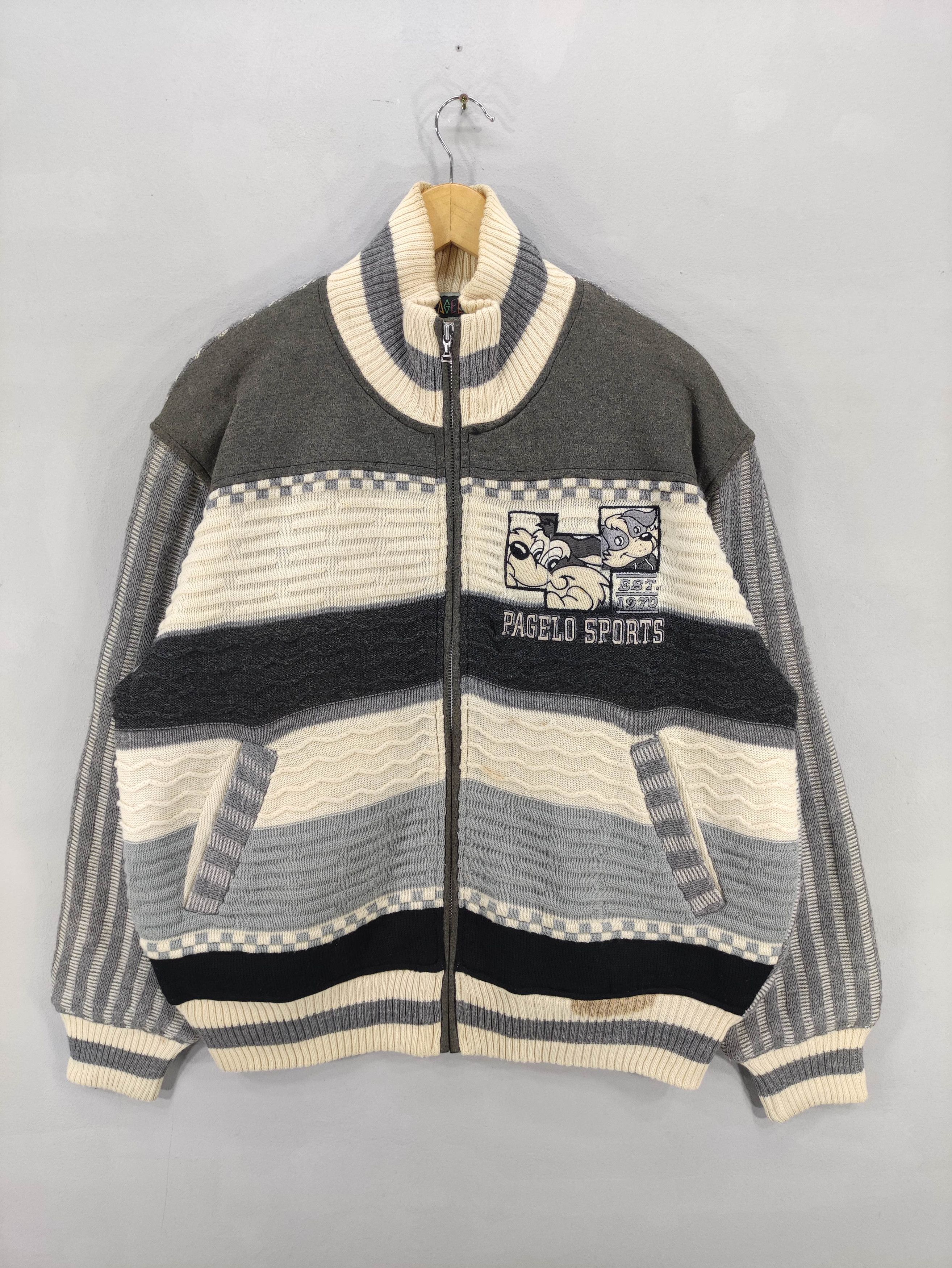 Vintage Vintage Pagelo Sport Knit Sweater Jacket Zipper Size US L / EU 52-54 / 3 - 1 Thumbnail