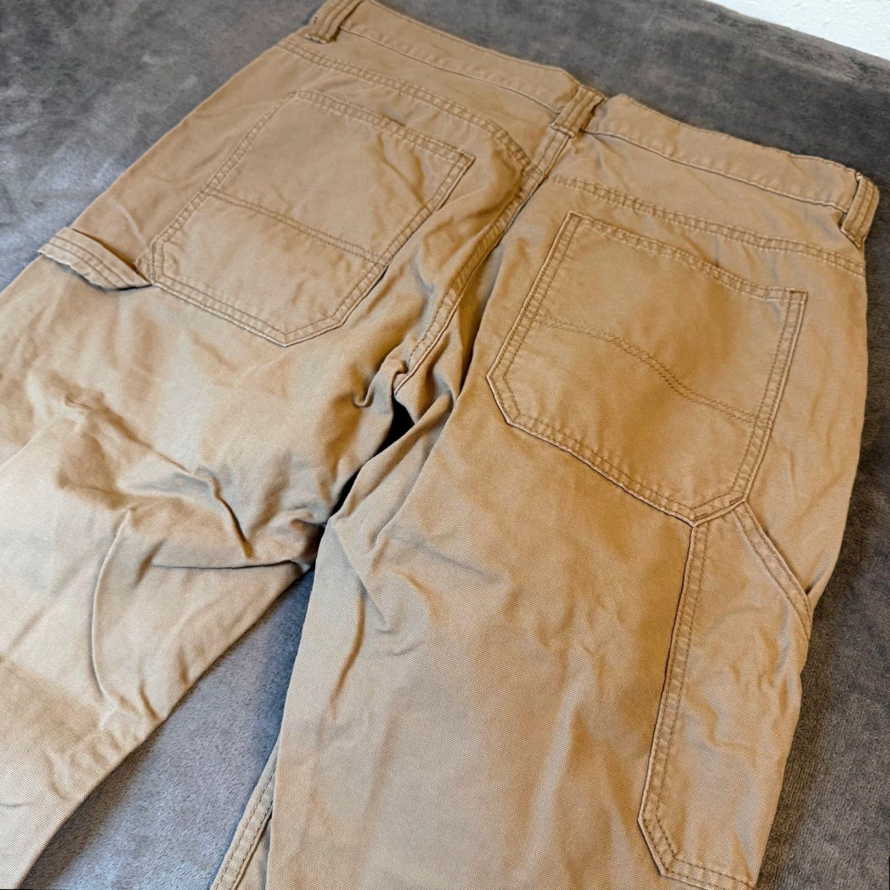 The Mountain Blue Mountain Carpenter Pants Mens 34x32 Tan Canvas Utility Work Straight Fit Size US 34 / EU 50 - 2 Thumbnail