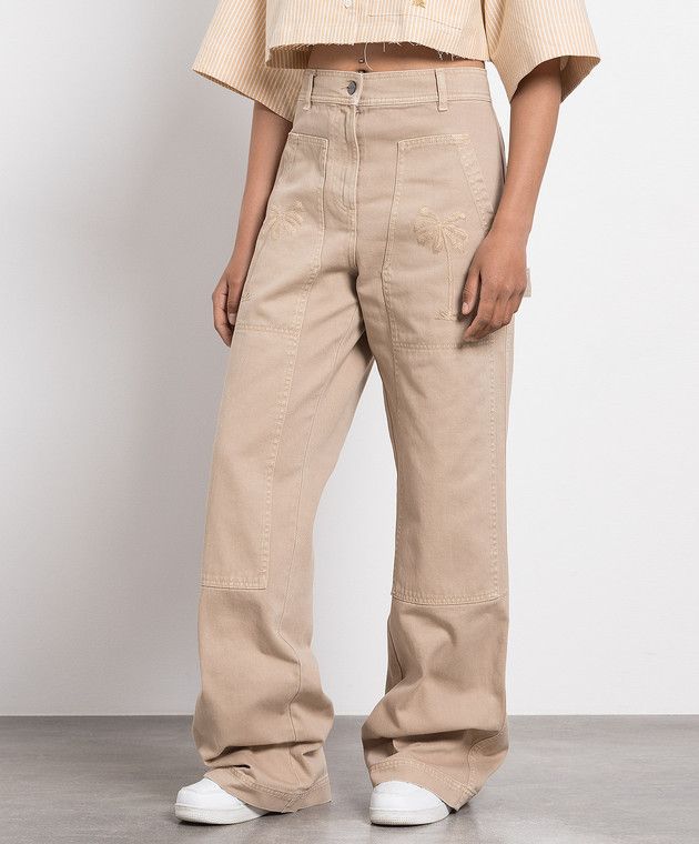 Palm Angels o1y1125 Cargo Pant in Beige Size 27" / US 4 / IT 40 - 2 Thumbnail
