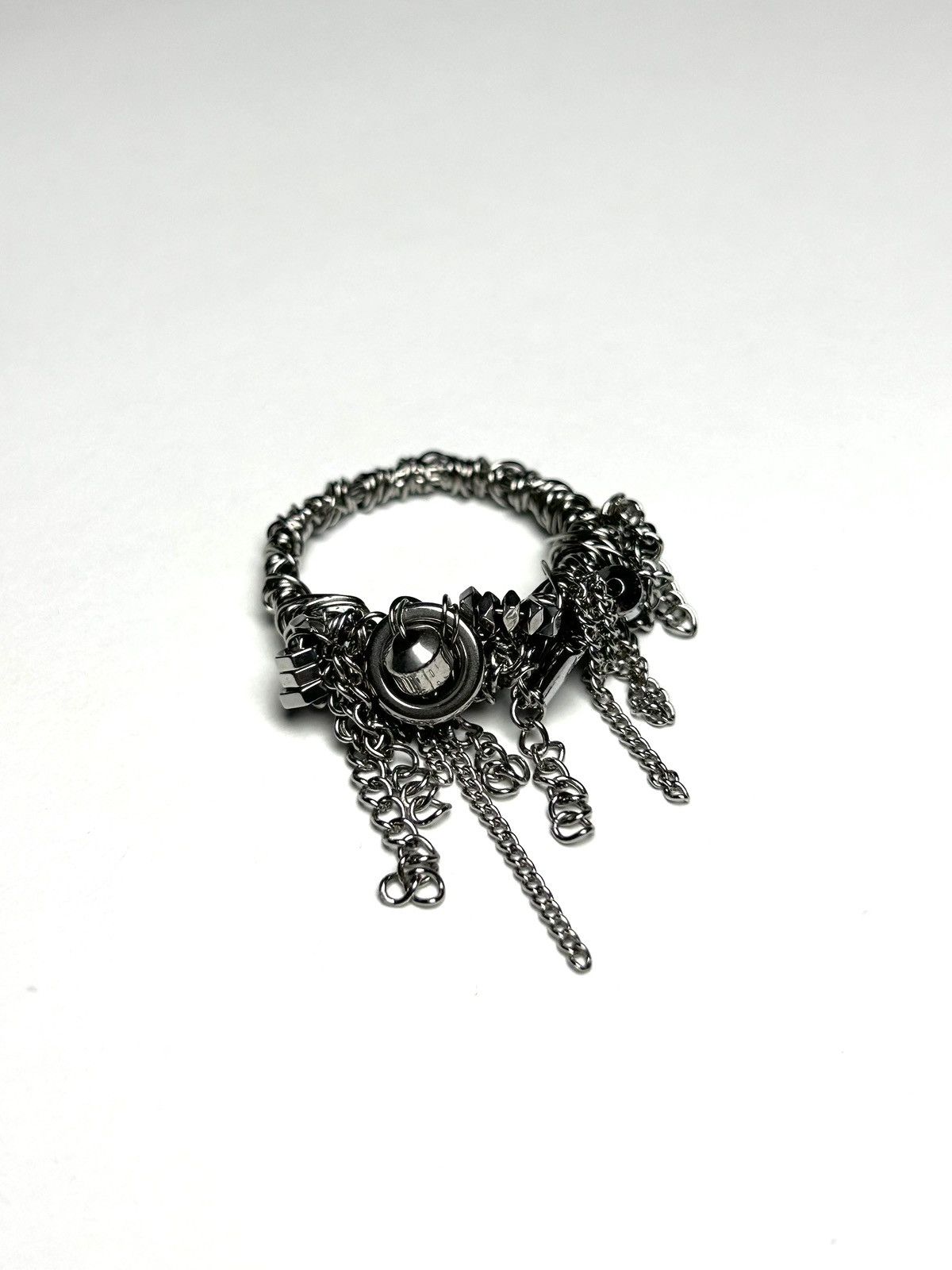 Seditionaries Handmade Stainless Steel Ring with Chains and Metal Core Size ONE SIZE - 2 Thumbnail