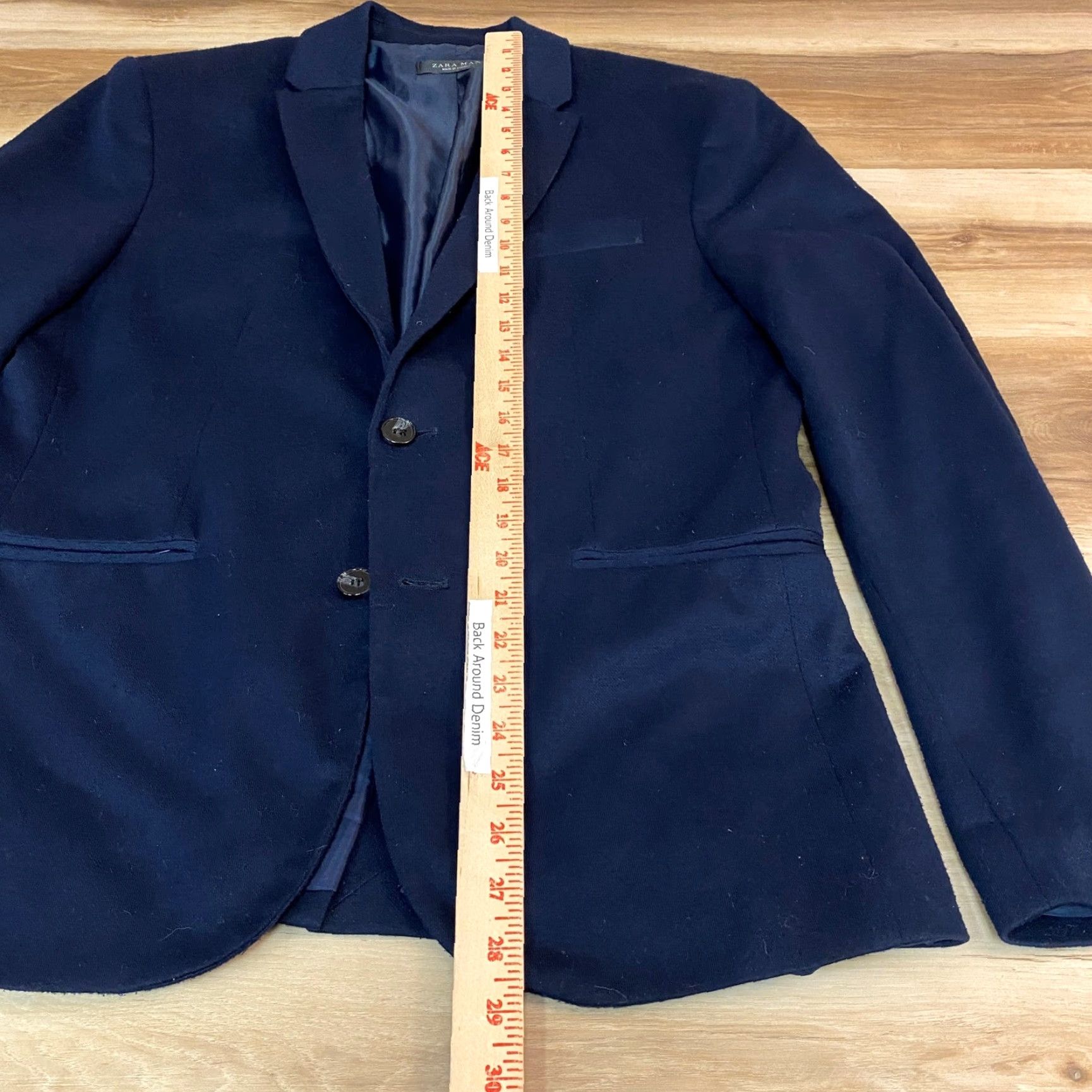 Zara Zara Blazer Men Navy Blue 2 Button Slim Fit Wool Notch Lapel Two-Button Jacket Coat Regular 40 Size 40R - 6 Thumbnail