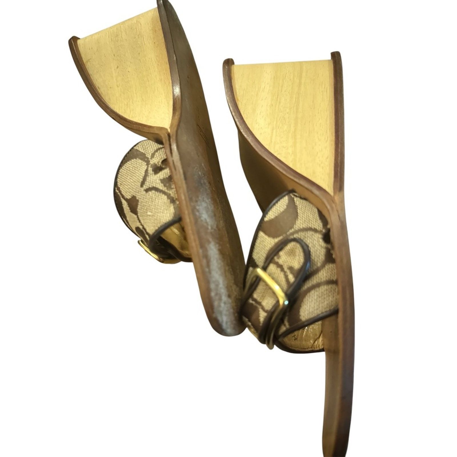 Coach Coach Monogram Wedge Sandals 2000s Y2K Brown Logo Size 7.5 Size US 7.5 / IT 37.5 - 1 Thumbnail