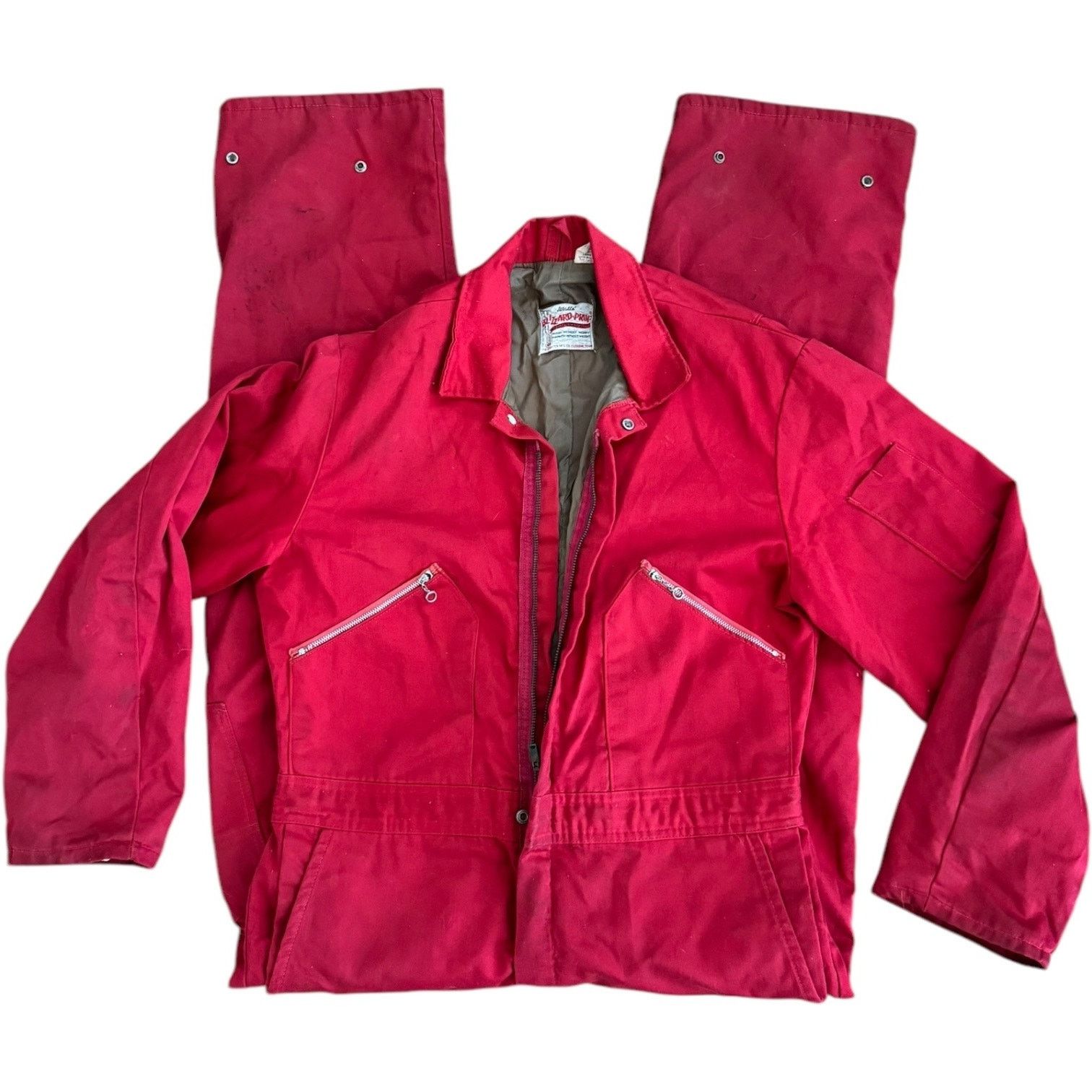 Vintage Wells Blizzard Pruf red overallszipper suit medium