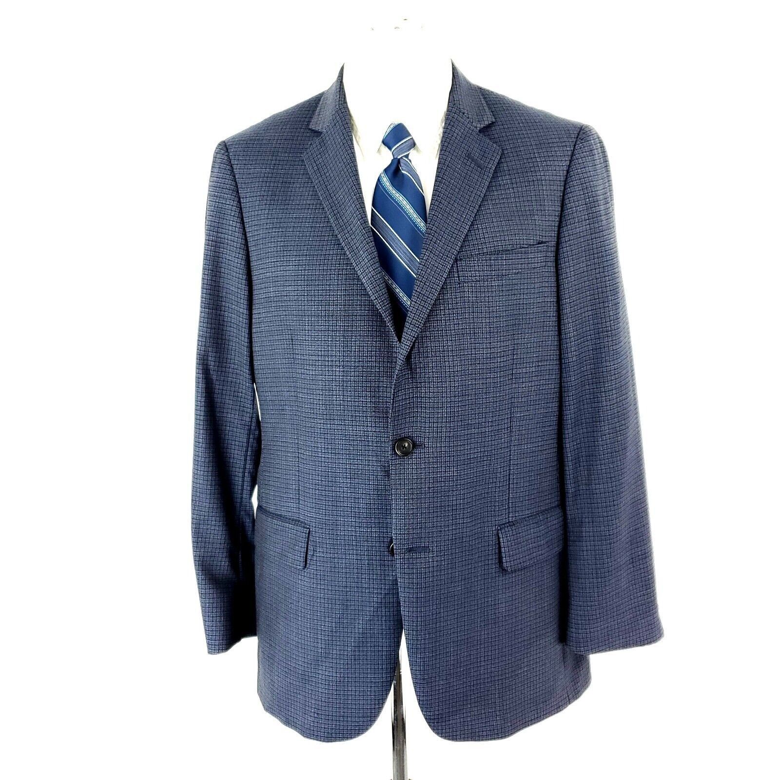 Hart Schaffner Marx Hart Schaffner Marx Wool 2 Button Blazer 40R Blue Check Mini Size 40R - 3 Thumbnail