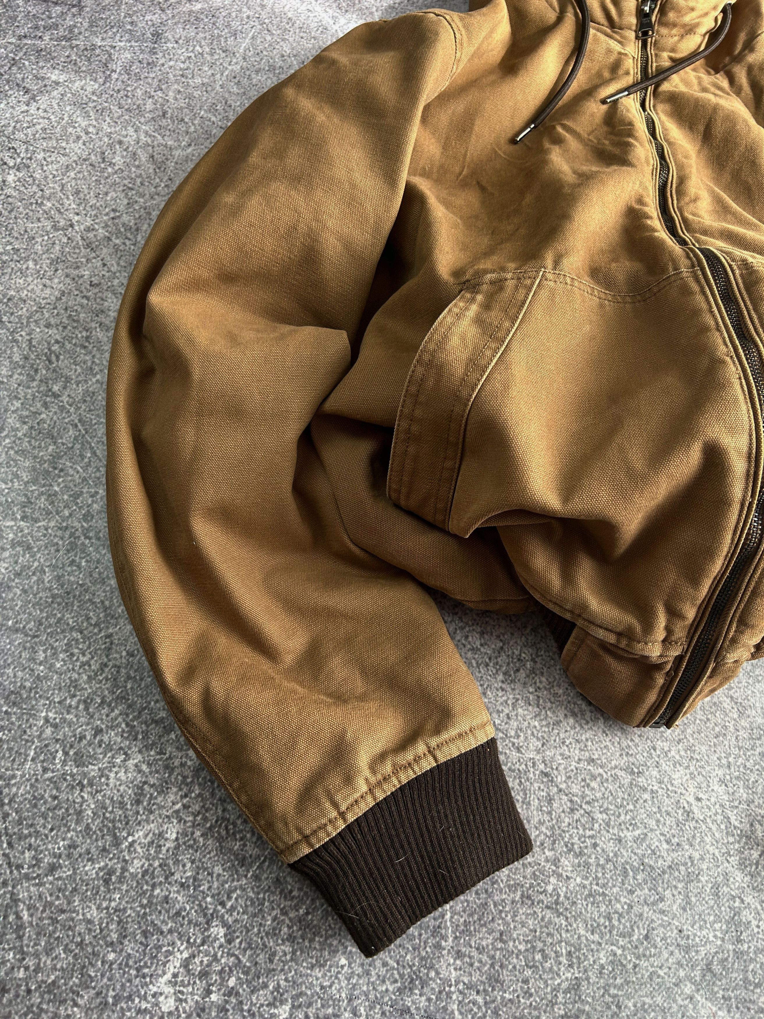Vintage Canvas Hooded Jacket Workwear Fleece Lined Brown Size US XL / EU 56 / 4 - 3 Thumbnail