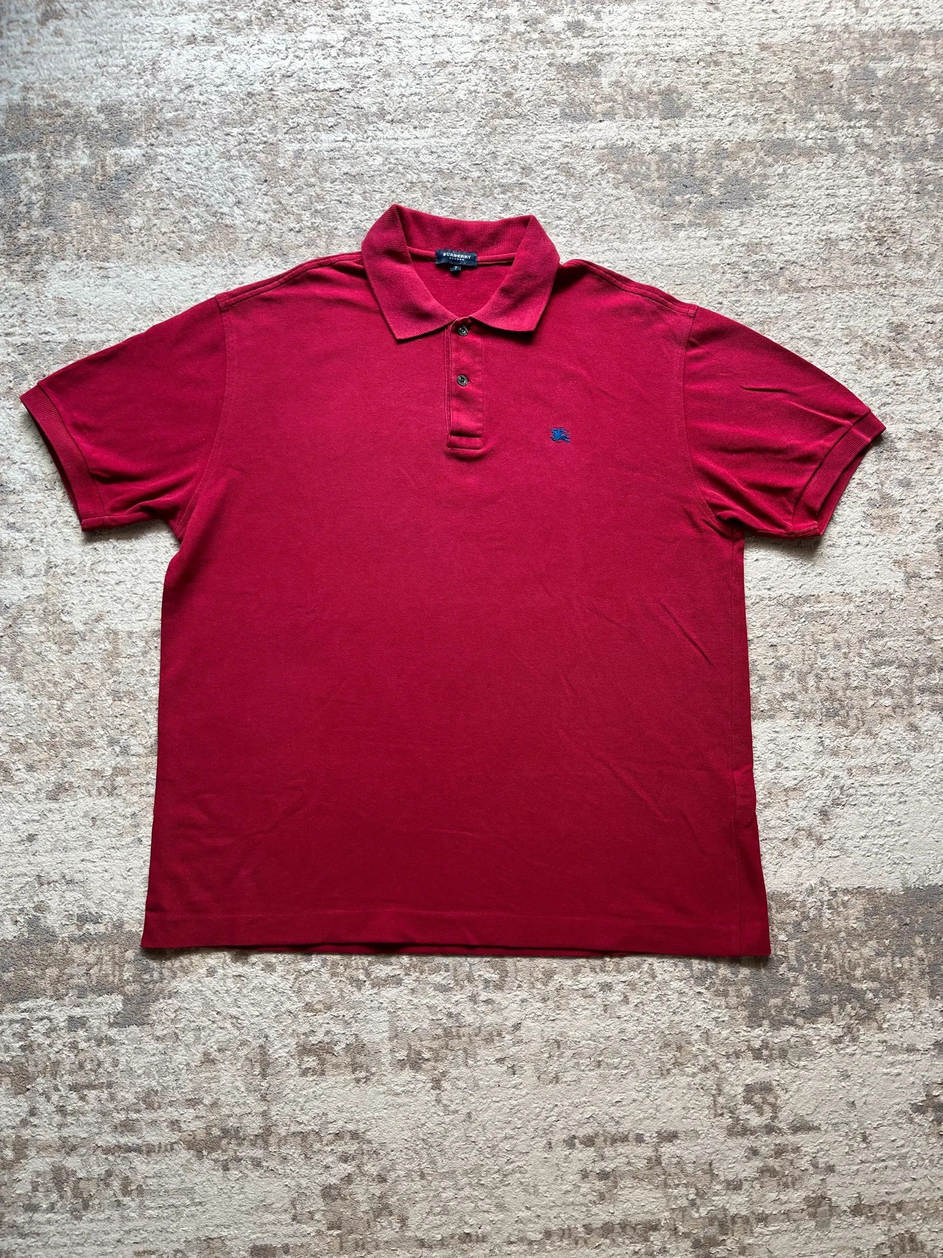 Burberry Burberry London Vintage 2000s Y2K Polo Shirt Burgundy Size US XL / EU 56 / 4 - 1 Thumbnail