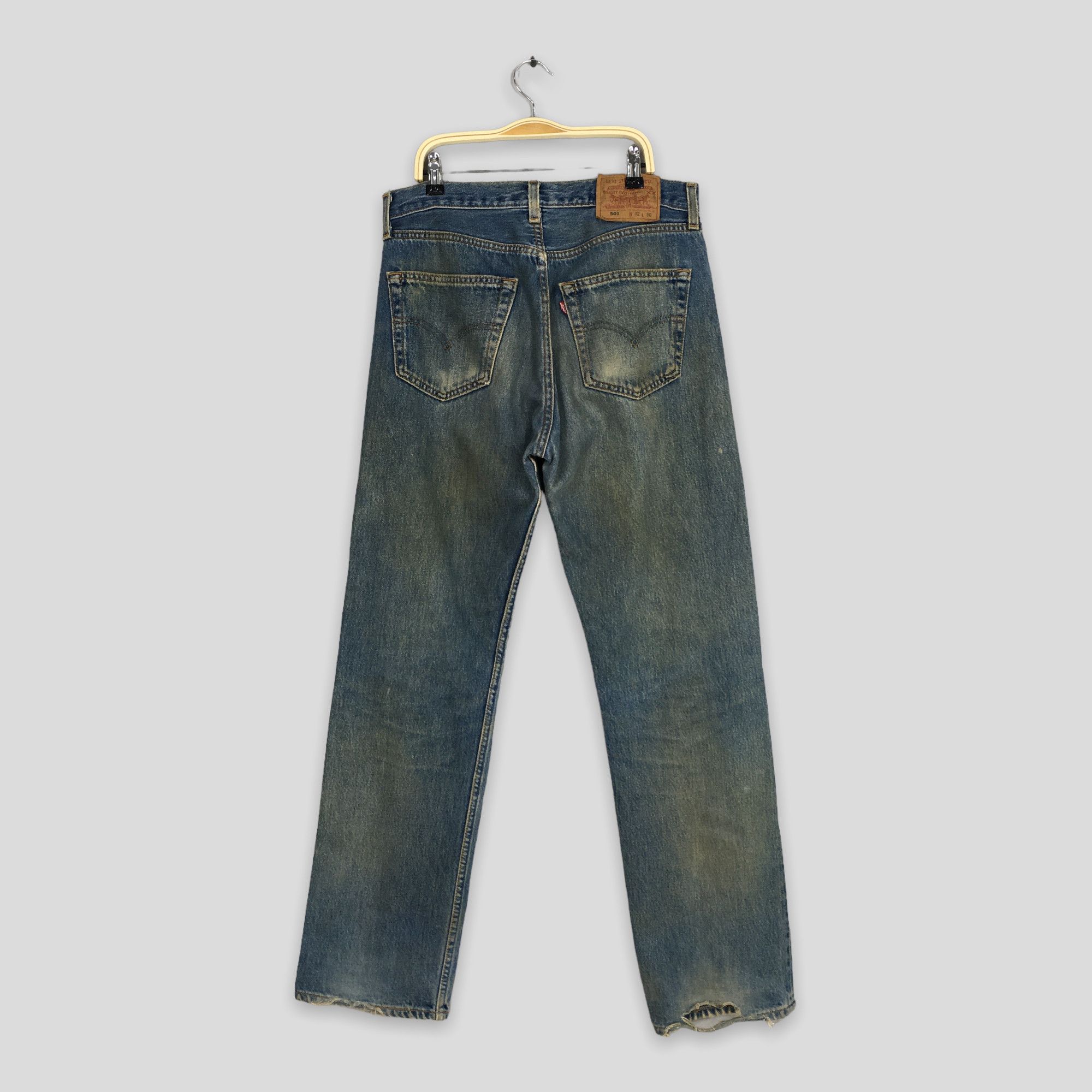 Levi's Size 31x30.5 Vintage 90s Levi's 501 Distressed Jeans S1582 Size 31" - 9 Thumbnail