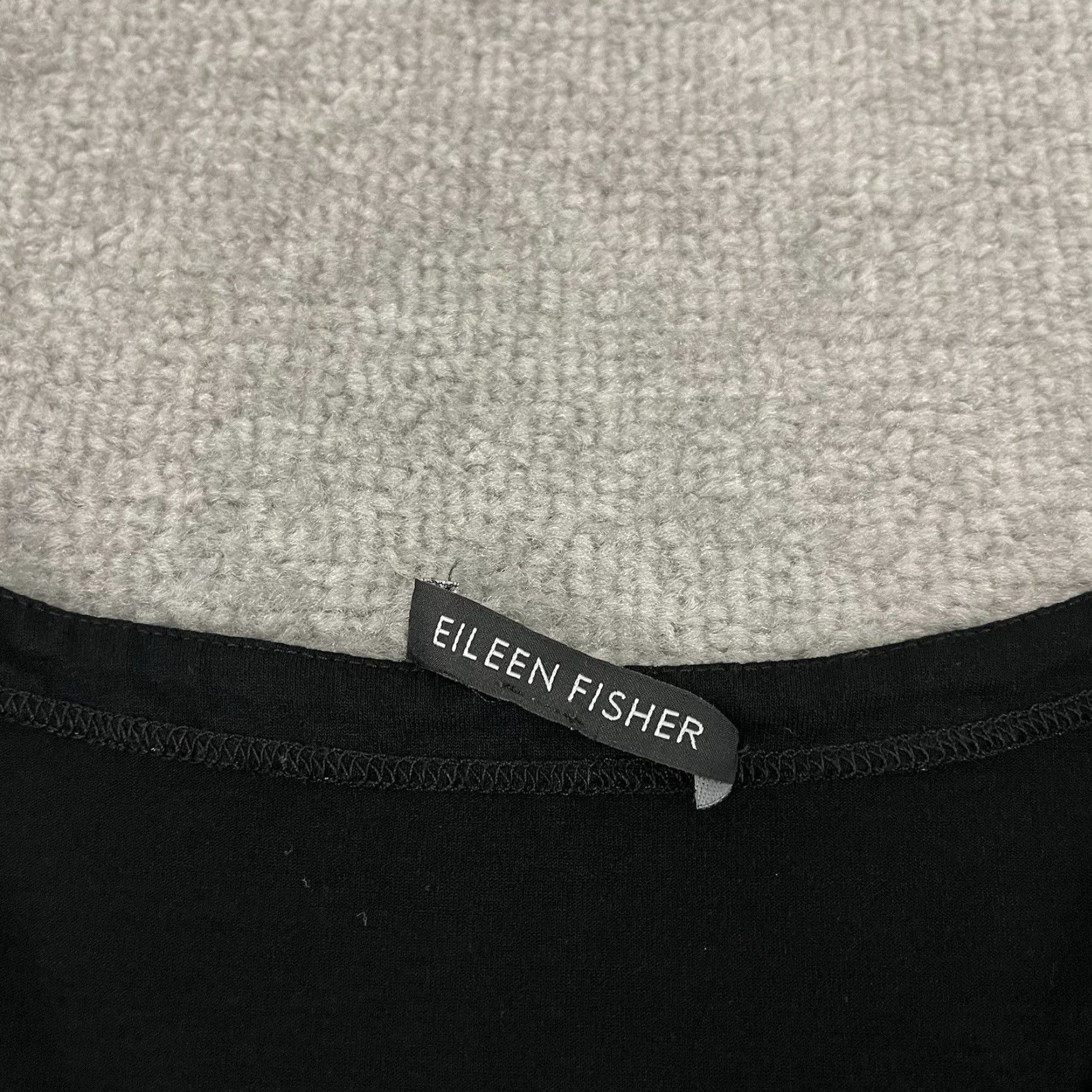 Eileen Fisher VINTAGE EILEEN FISHER Blouse Womens M/L Black Asymmetrical Tunic Top Rayon Stretch L/S Size M / US 6-8 / IT 42-44 - 2 Thumbnail