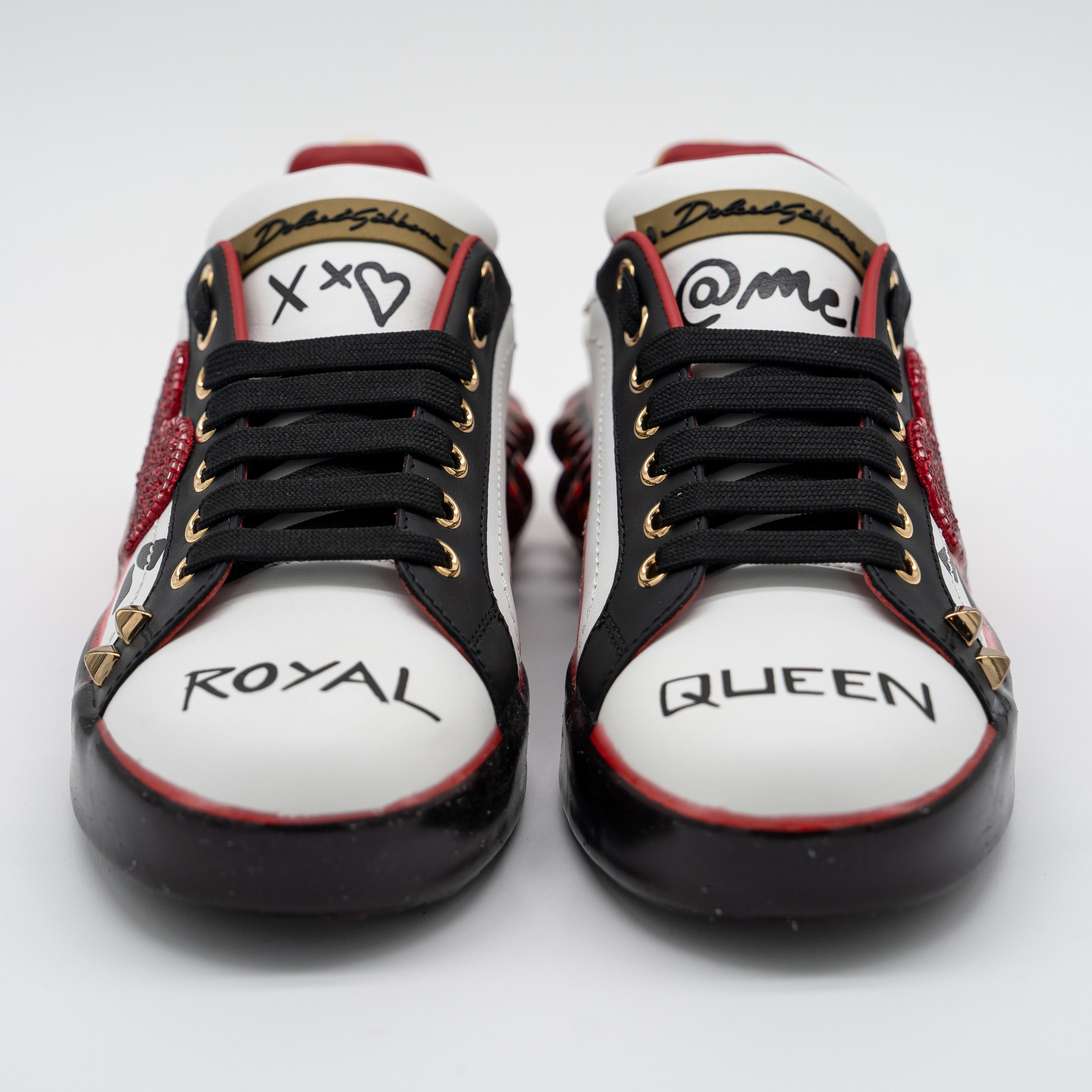 Dolce & Gabbana Dolce & Gabbana Portofino Heart Sneakers Crystals Red Melt Size US 6.5 / IT 36.5 - 2 Thumbnail