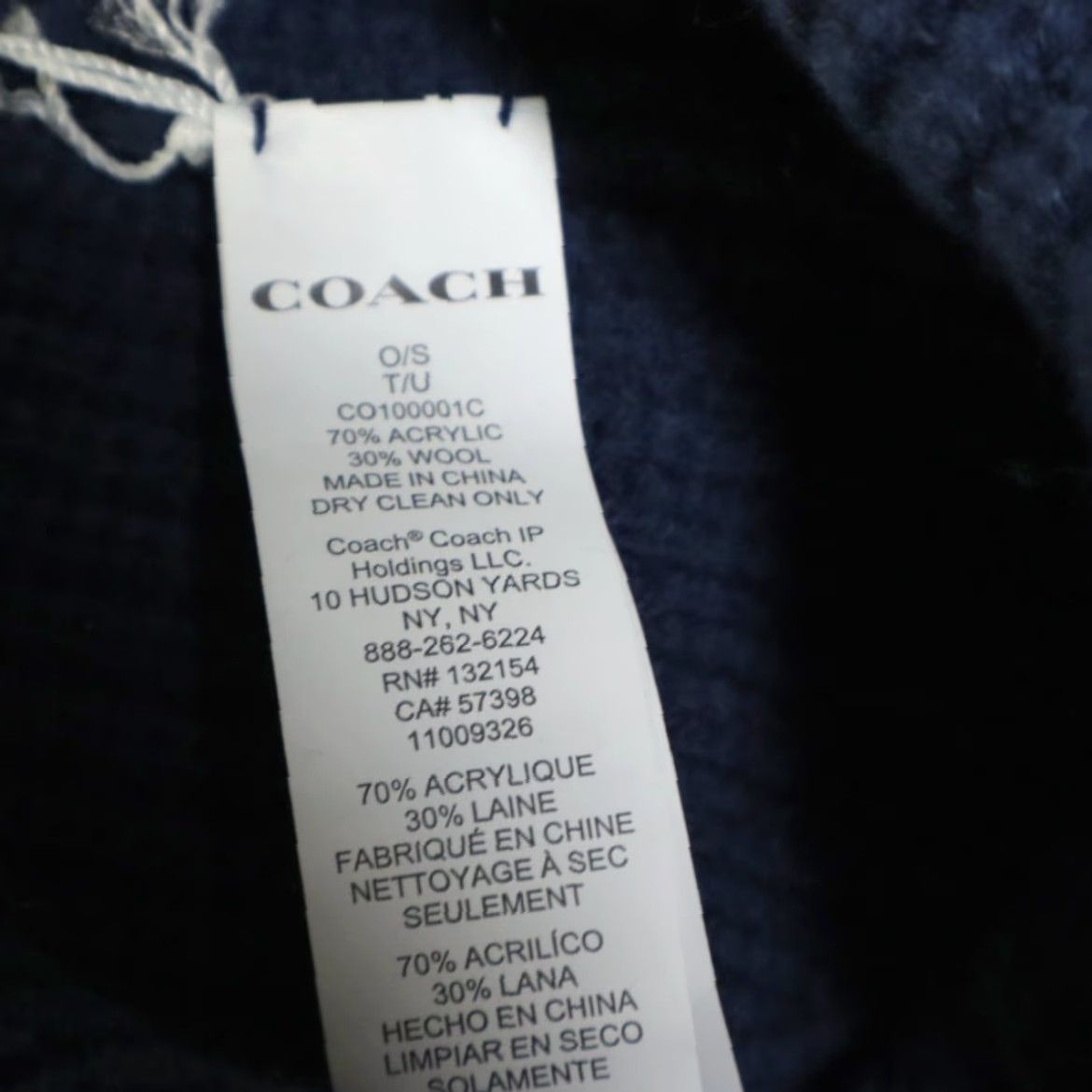 Coach VINTAGE Coach Knit Leather Patch Wool Blend Beanie Navy Women's OS Size ONE SIZE - 4 Thumbnail