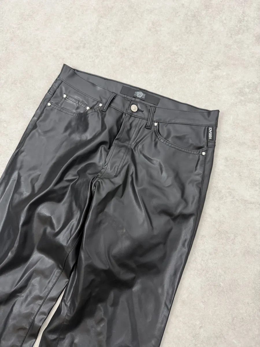 Versace 2000s Versace Black Cozy Faux Leather Pants Size US 32 / EU 48 - 10 Thumbnail