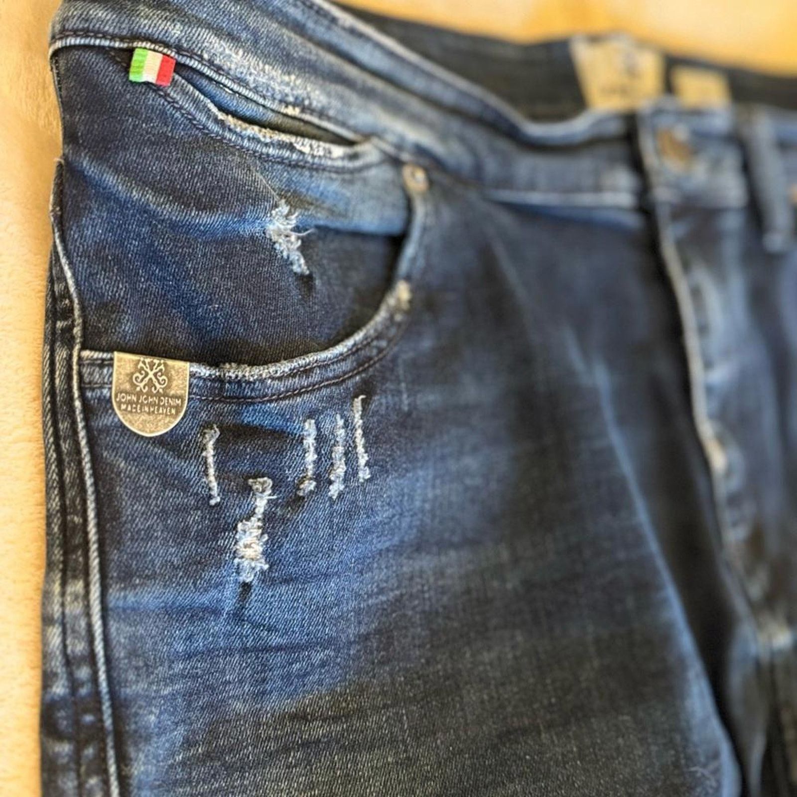 Designer Stylish Distressed Denim Jeans by John John Size US 34 / EU 50 - 2 Thumbnail