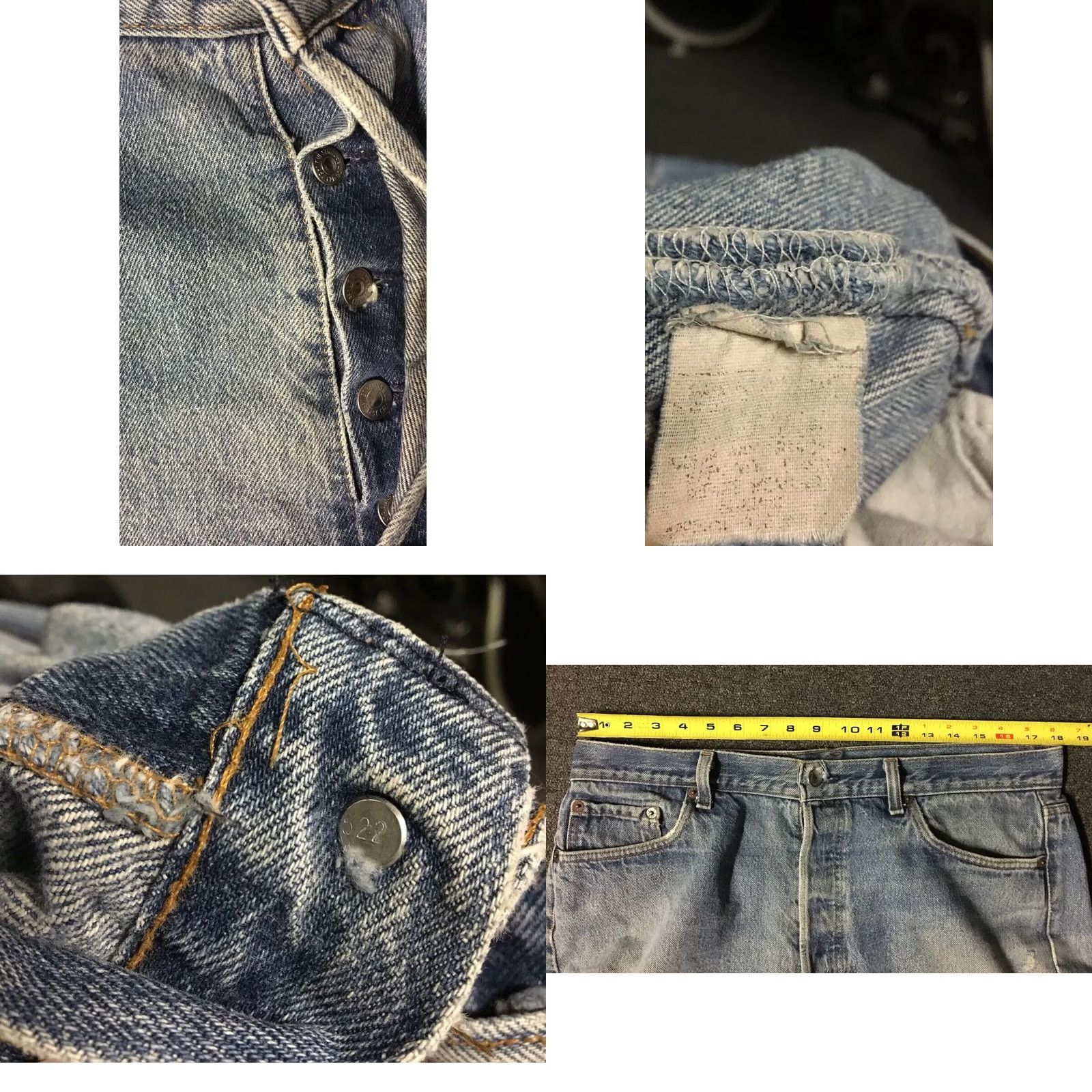 Levi's VINTAGE Levi’s 501 Jeans Button Fly 36/30 Distressed Blue USA 80s 90s Men Denim Straight Shirt) Size US 36 / EU 52 - 8 Thumbnail