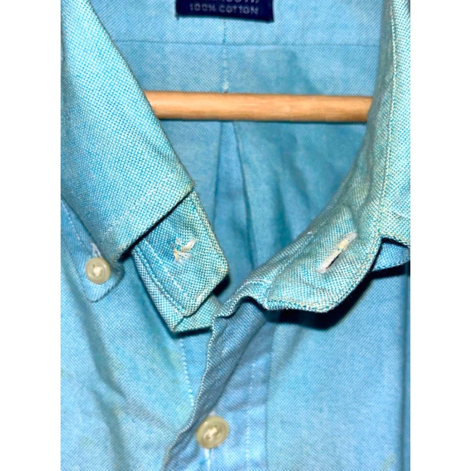 Ralph Lauren VINTAGE Ralph Lauren Yarmouth Dress Shirt Mens 17/34 Blue Button-Down 100% Cotton Size 46R - 5 Thumbnail