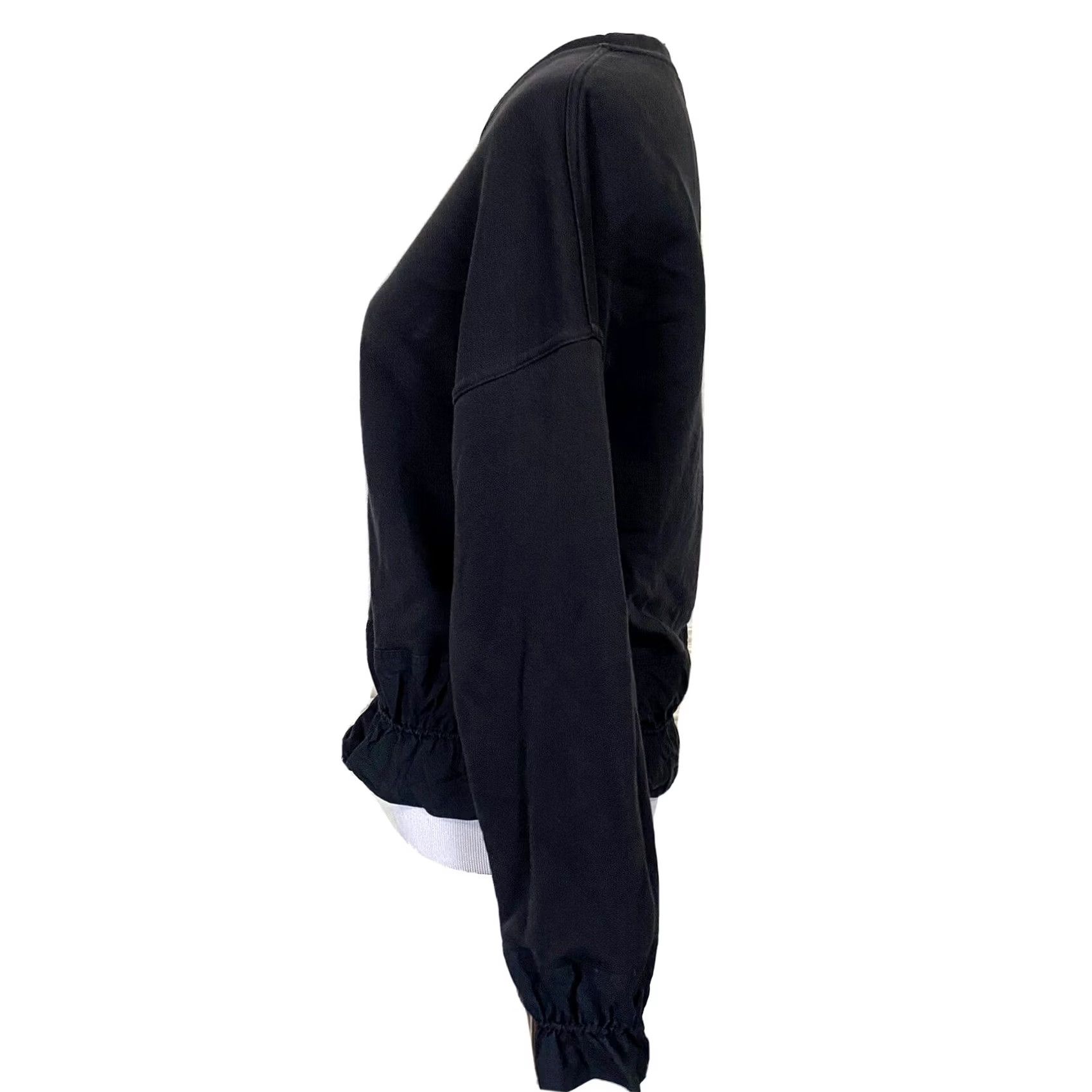 Cos COS Sweatshirt Top Women's XS Black Cinched Hem & Cuffs Ruffle Pullover Crew Neck Knit Size XS / US 0-2 / IT 36-38 - 3 Thumbnail