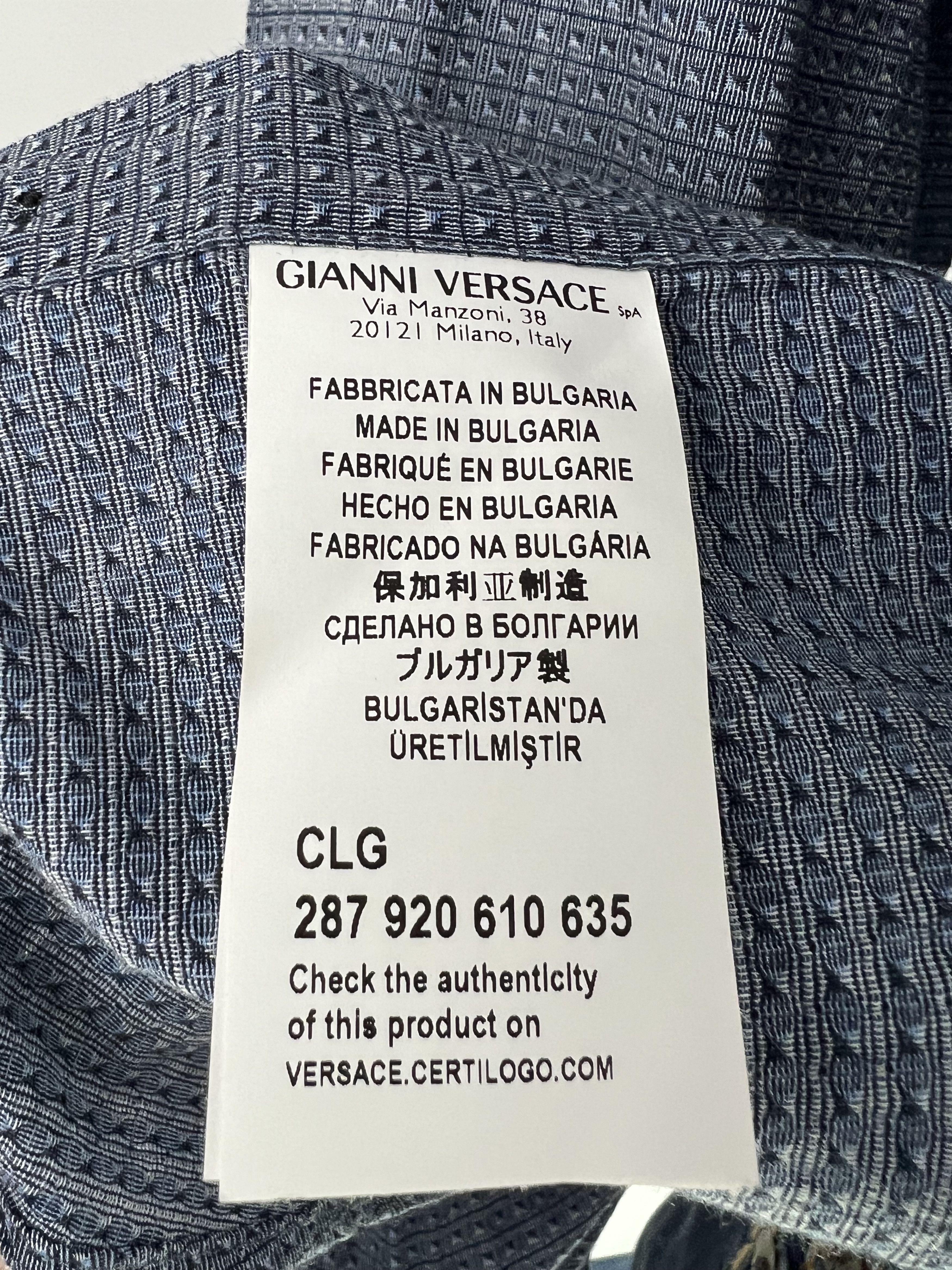 Versace Versace Collection Blue Cotton Button Up Shirt Size 16/41 Size US L / EU 52-54 / 3 - 10 Thumbnail