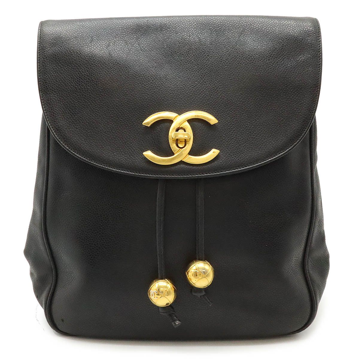 Chanel Chanel Chanel Caviar Skin Coco Ball Coco Mark Drawstring Backpack Leather Black Leather Backpack Size ONE SIZE - 1 Thumbnail