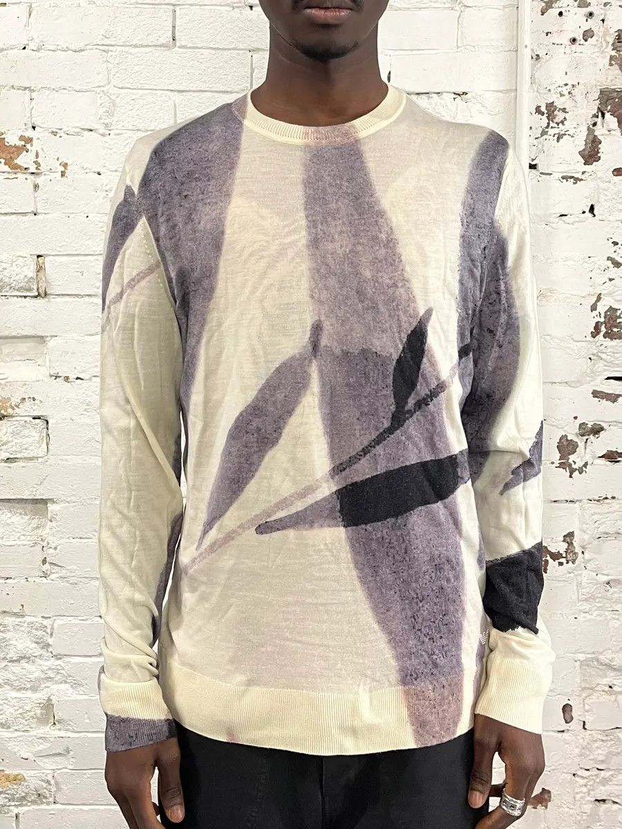 Emporio Armani AW2023 Emporio Armani Ink Leaves White & Grey Sweater Size US M / EU 48-50 / 2 - 1 Thumbnail
