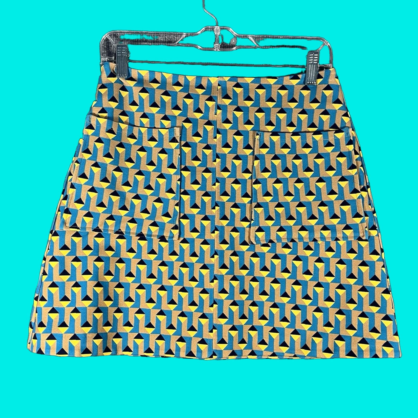 Anthropologie Anthropologie Maeve The Marisela Mod Mini Skirt Blue Geometric Print S Skirt Women Small Blue Mini Skirt Womens Size 28" / US 6 / IT 42 - 1 Thumbnail