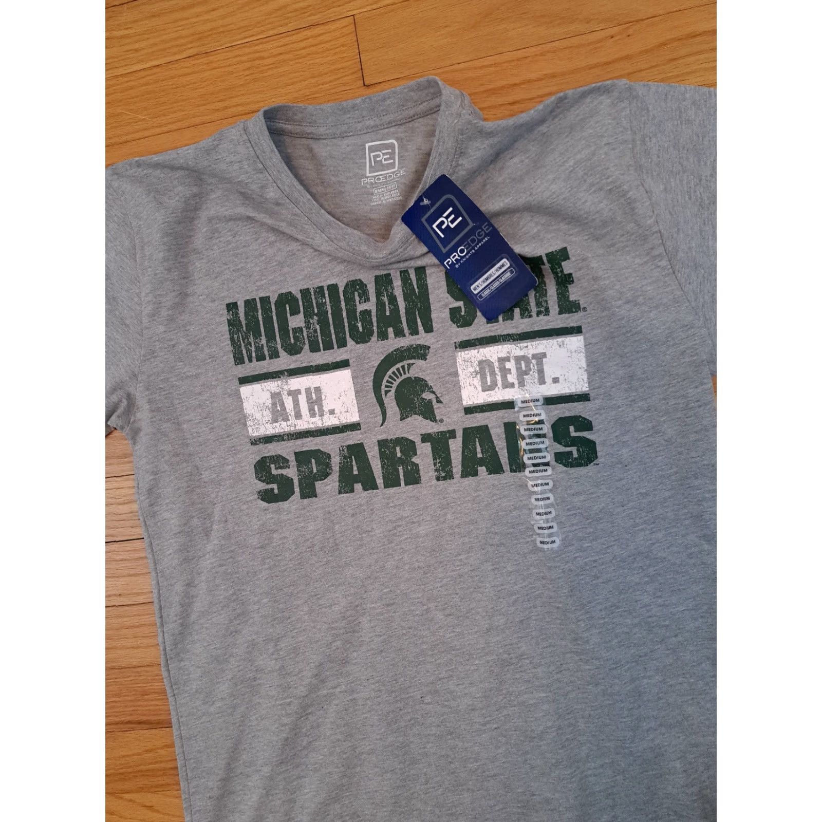 Vintage Michigan State Spartans T-Shirt Pro-Edge M Gray Short Sleeve Sport Men Shirt Size US M / EU 48-50 / 2 - 3 Thumbnail