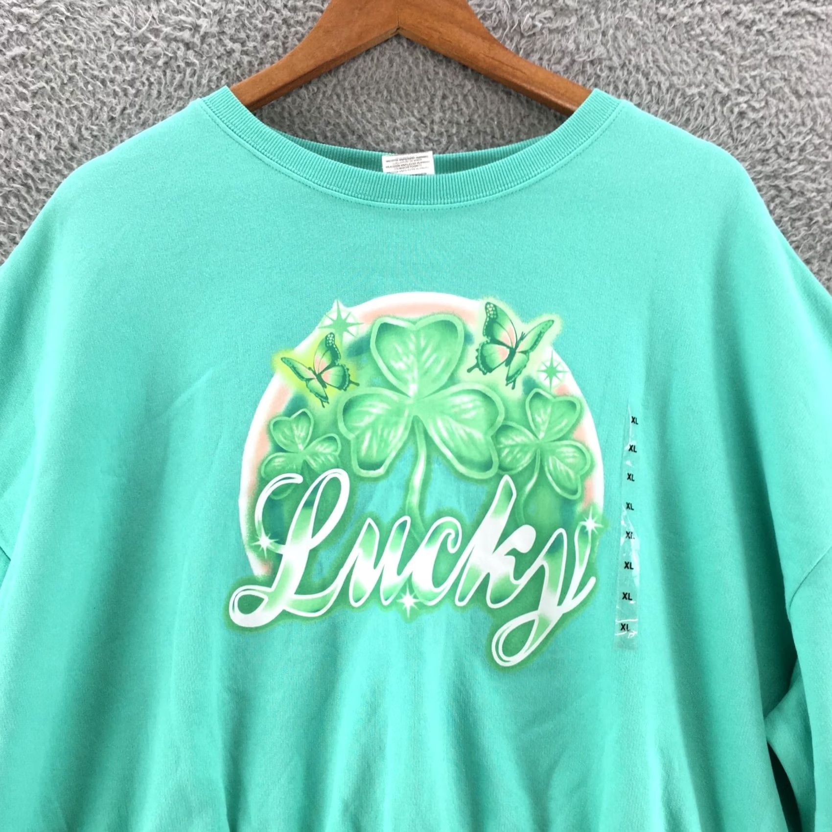 Lucky Brand IML Lucky Clover Leaf Cropped Sweatshirt Womens XL Green Elastic Waist Bant NWT Size XL / US 12-14 / IT 48-50 - 2 Thumbnail