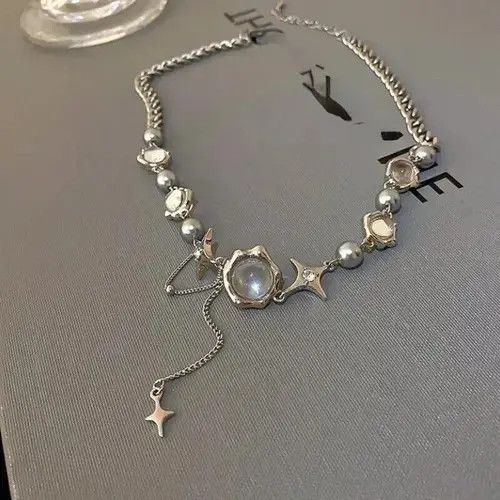 Jewelry Electro Chain Crystal Stone Silver Abstract Star Pop Fantasy Size ONE SIZE - 1 Thumbnail