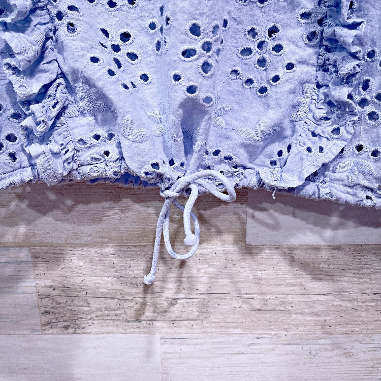 Other JOIE Ruffle Embroidered Drawstring Hem Blouse Blue Womens XS Size XS / US 0-2 / IT 36-38 - 4 Thumbnail