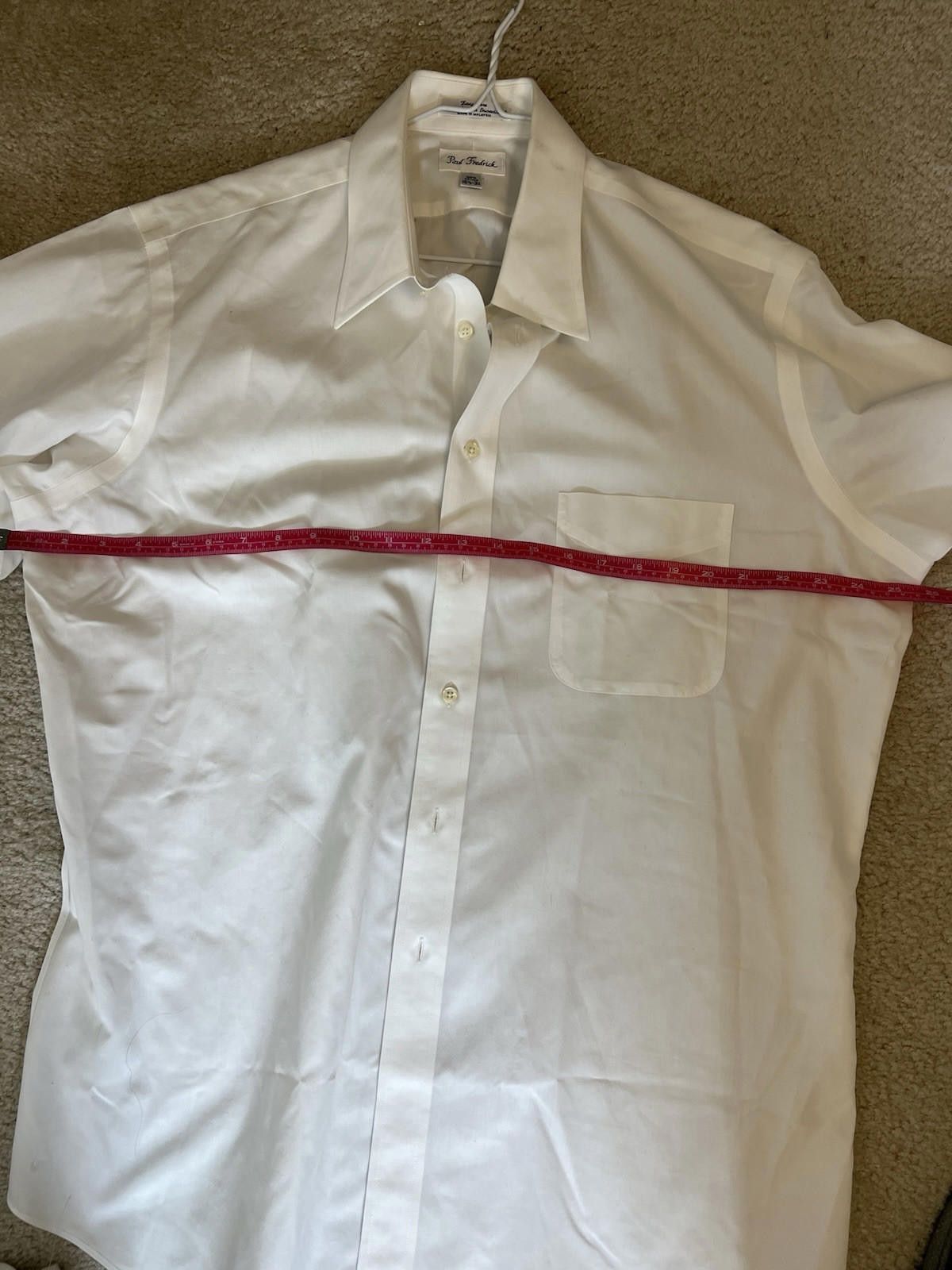 Paul Fredrick Paul Fredrick Dress Shirt 16.5 31 White Solid Cuff Cotton Size 38R - 6 Thumbnail