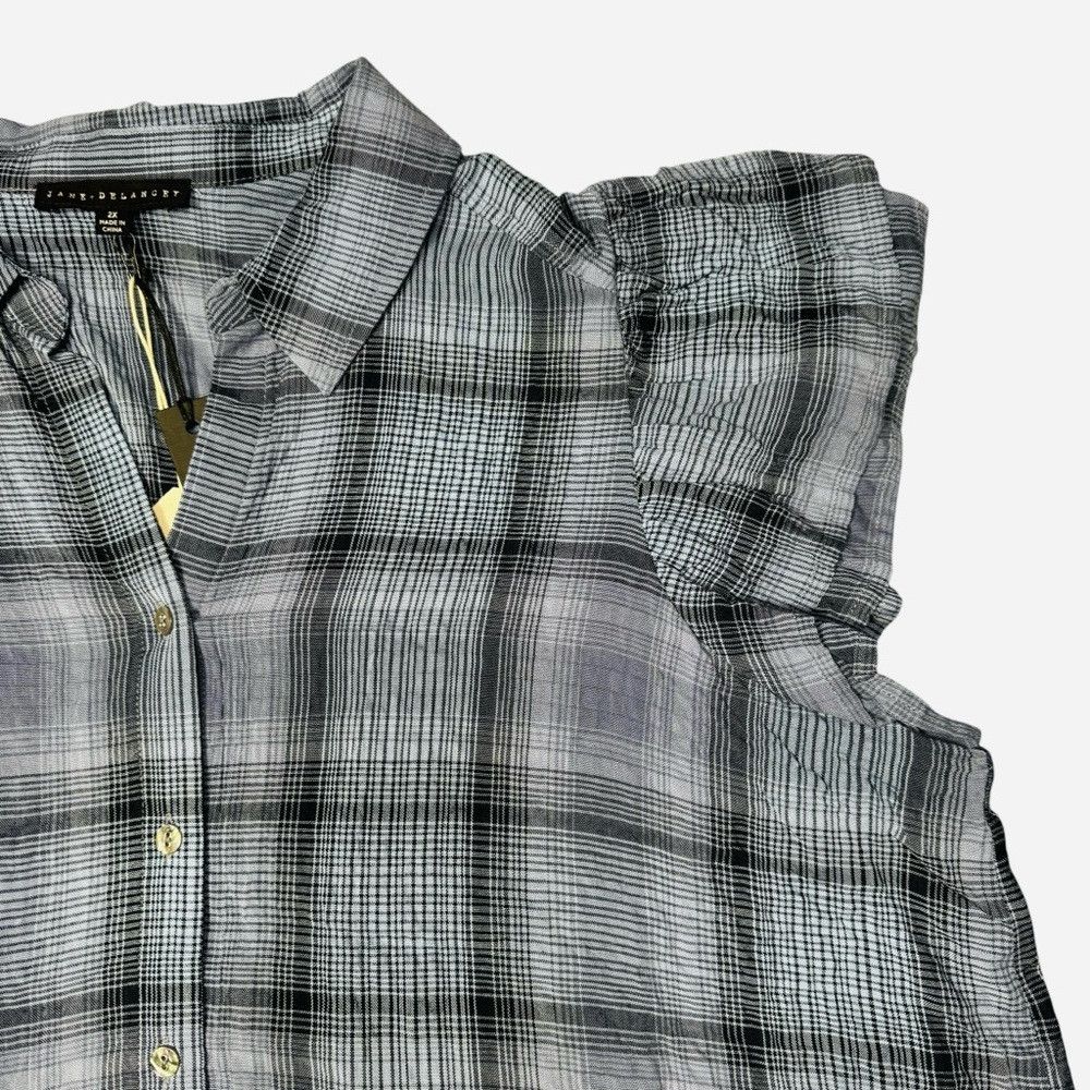Other NWT New Jane and Delancey Textured Rayon Plaid Flutter Slee Size XXL / US 16-18 / IT 52-54 - 5 Thumbnail