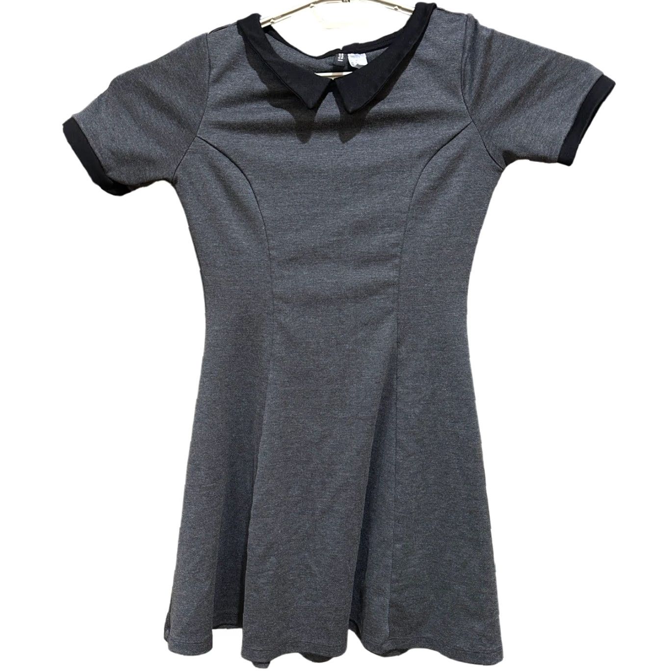 H&M H&M Dress Gray 8 Peter Pan Collar Short Sleeve A-Line Casual 8 Gray Gothic Grunge Emo Wednesday Adams Theme Womens Size M / US 6-8 / IT 42-44 - 2 Thumbnail