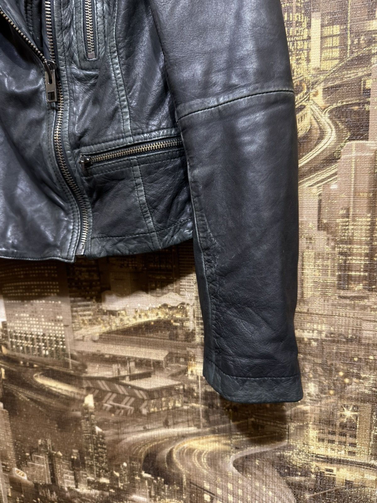 Allsaints ALL Saints Cargo Real Leather Biker Jacket UK10 US 6 EU 38 Size L / US 10 / IT 46 - 6 Thumbnail