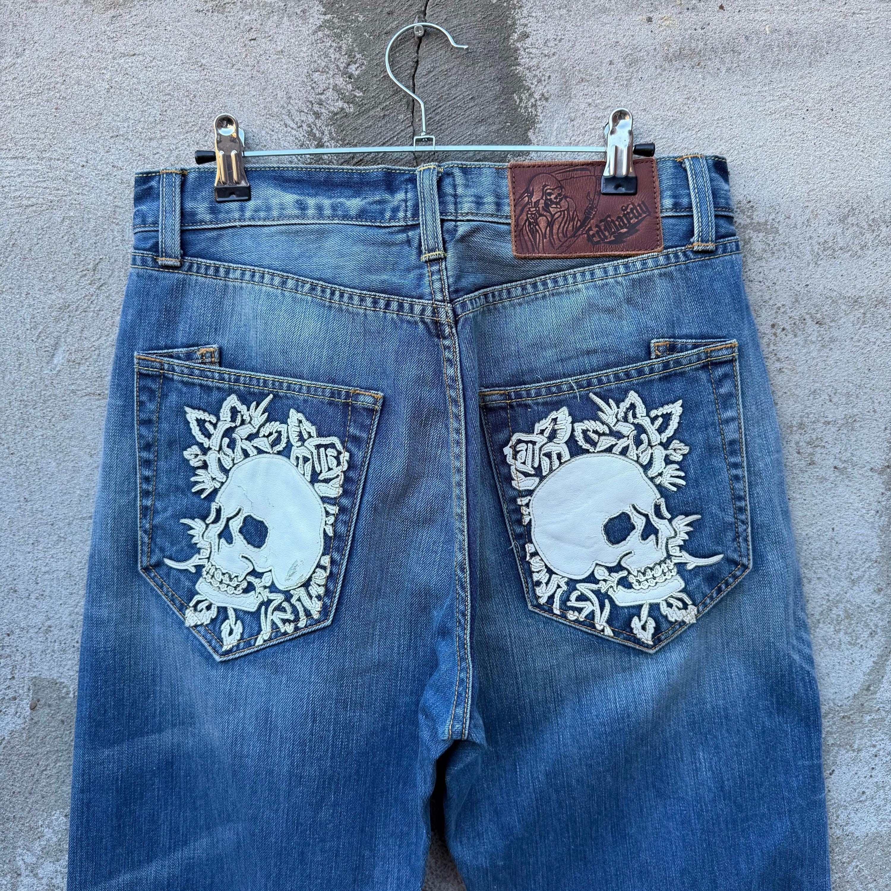 Ed Hardy × Vintage Y2K Ed Hardy Skull (NOS) Denim Jeans Size US 30 / EU 46 - 8 Thumbnail