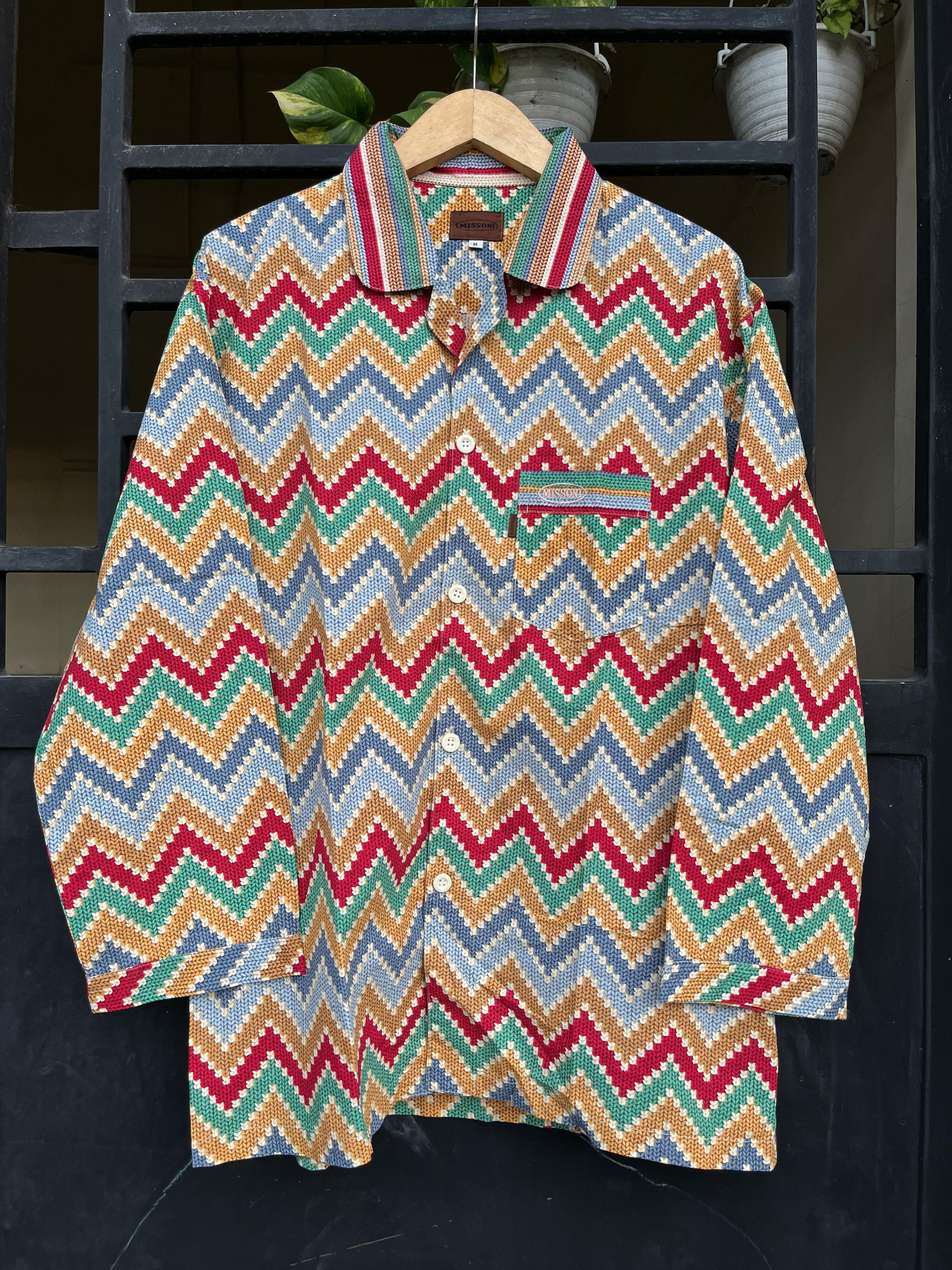 Missoni Vintage Missoni Zigzag Abstract Button Ups Shirt Size US M / EU 48-50 / 2 - 1 Thumbnail