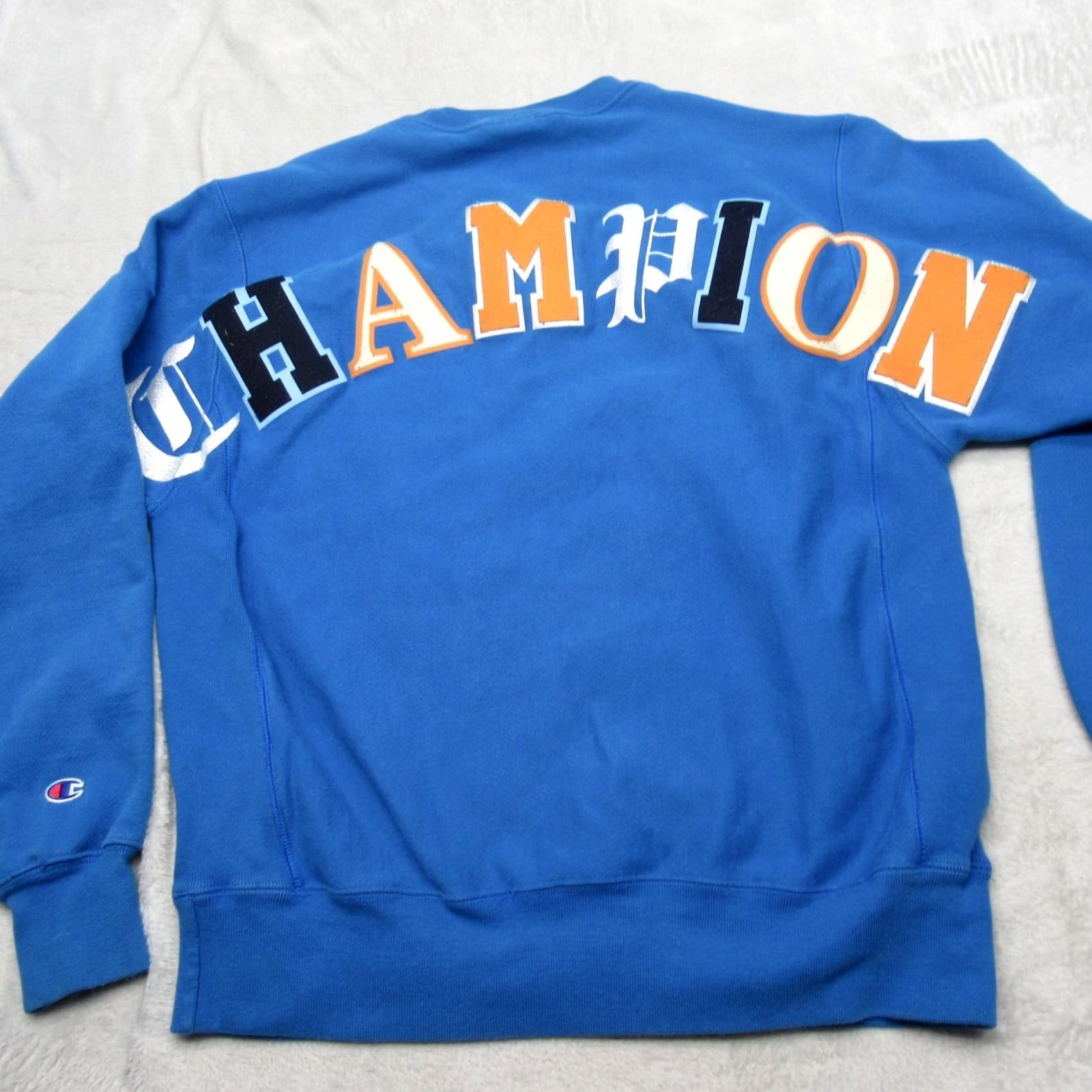 Champion Champion Sweatshirt Mens M Royal Blue Reverse Weave Graphic Print Logo Crew Neck Pullover Fleece Cotton Blend Size US M / EU 48-50 / 2 - 2 Thumbnail