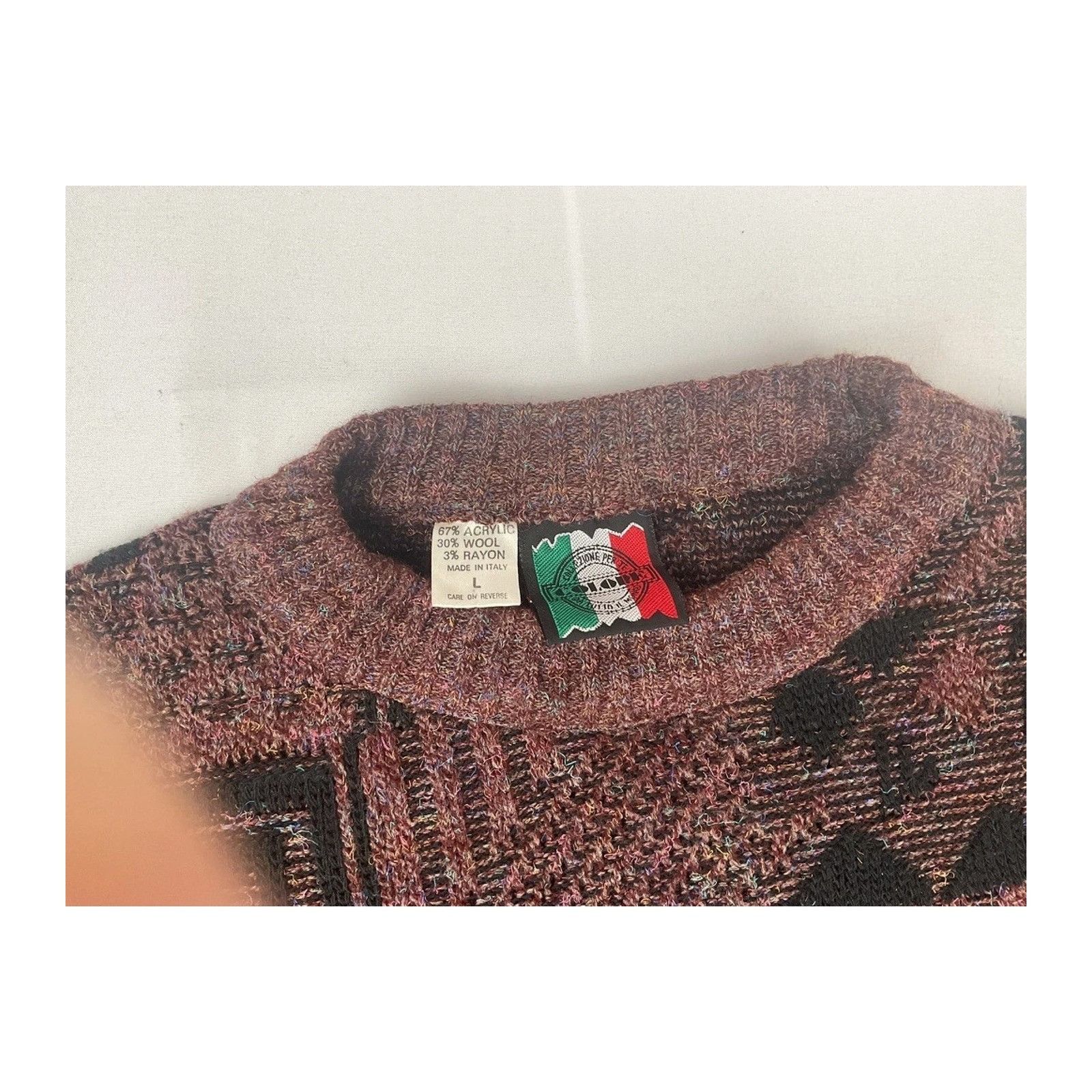 Blends Vintage Made In Italy Geometric Knit Sweater Mens Wool Blend Size US L / EU 52-54 / 3 - 2 Thumbnail