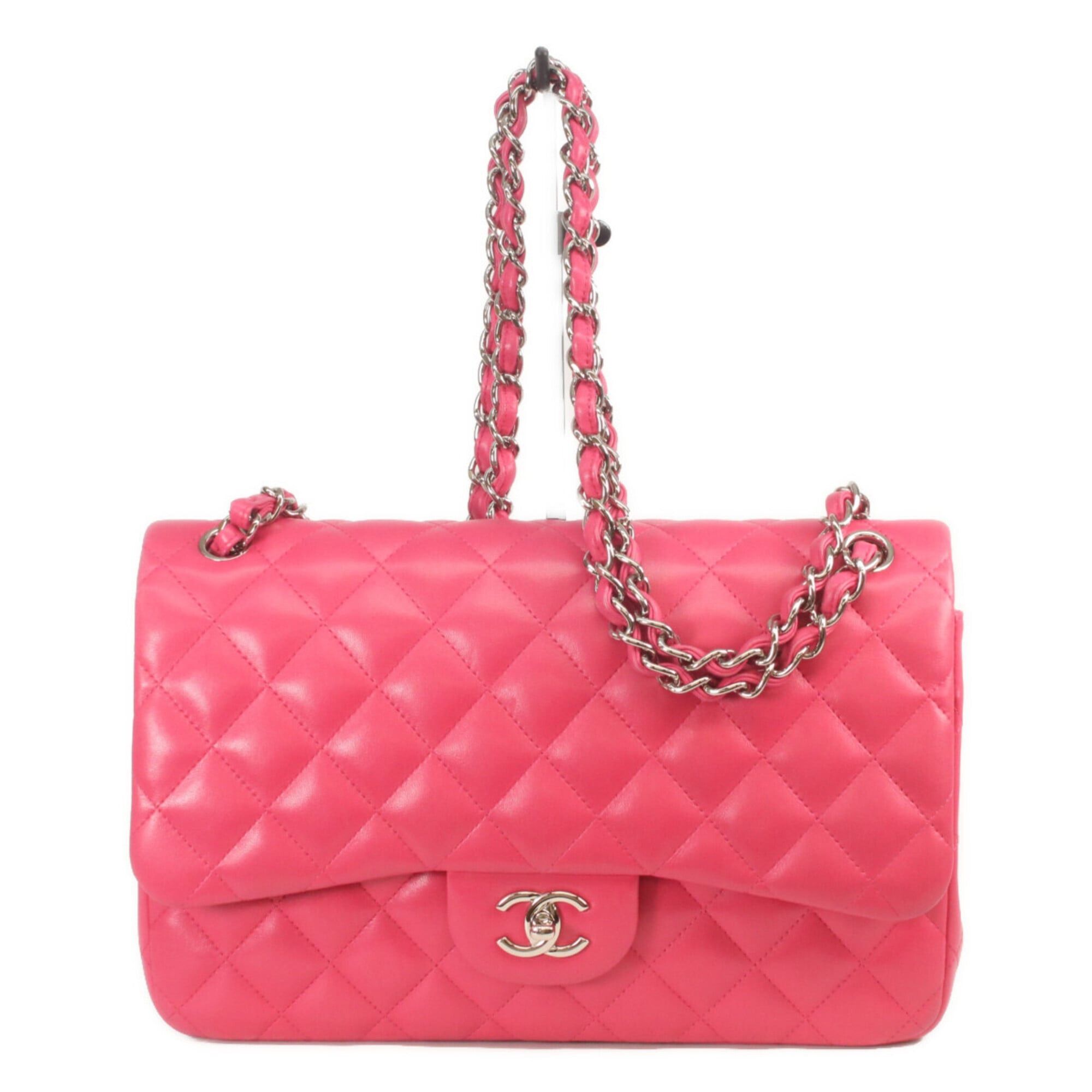 Chanel CHANEL A58600 Pink Lambskin Silver Hardware Double Flap Large Matelassé 30 Shoulder Bag for Women Size ONE SIZE - 1 Thumbnail