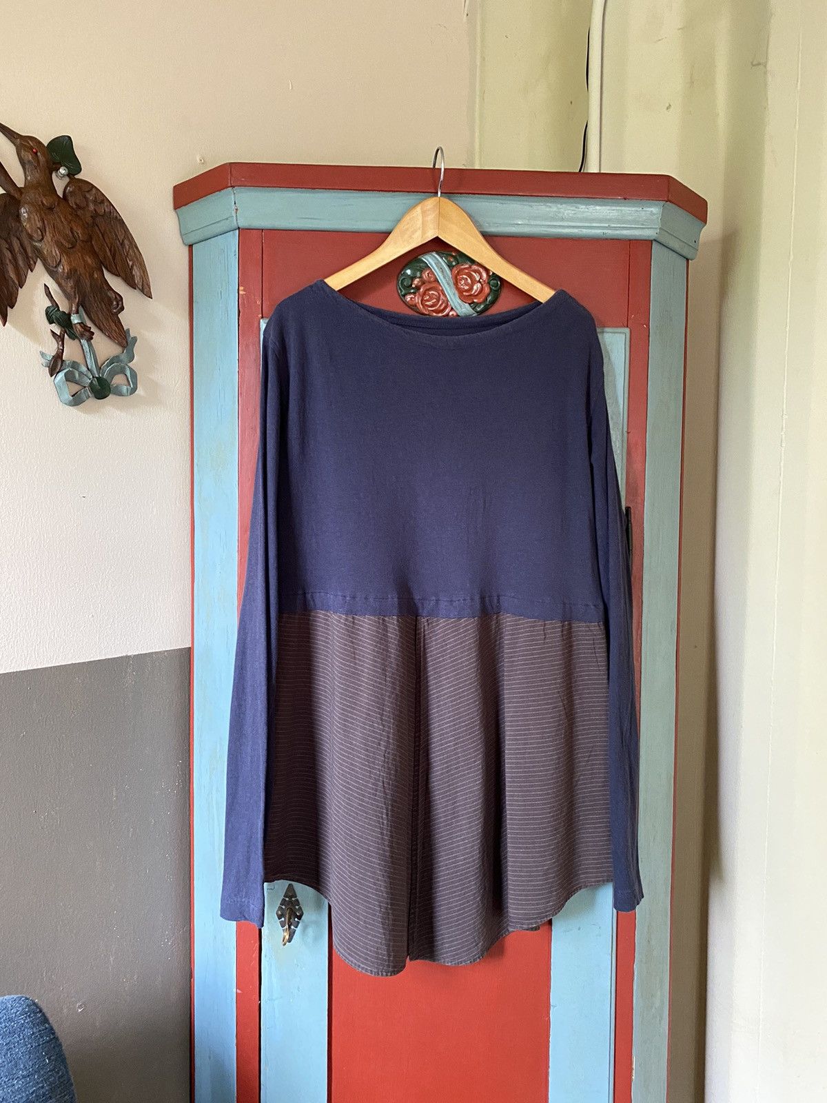 Y's × Yohji Yamamoto Y's YOHJI YAMAMOTO Navy & Brown Layered Tunic Top Size ONE SIZE - 1 Thumbnail