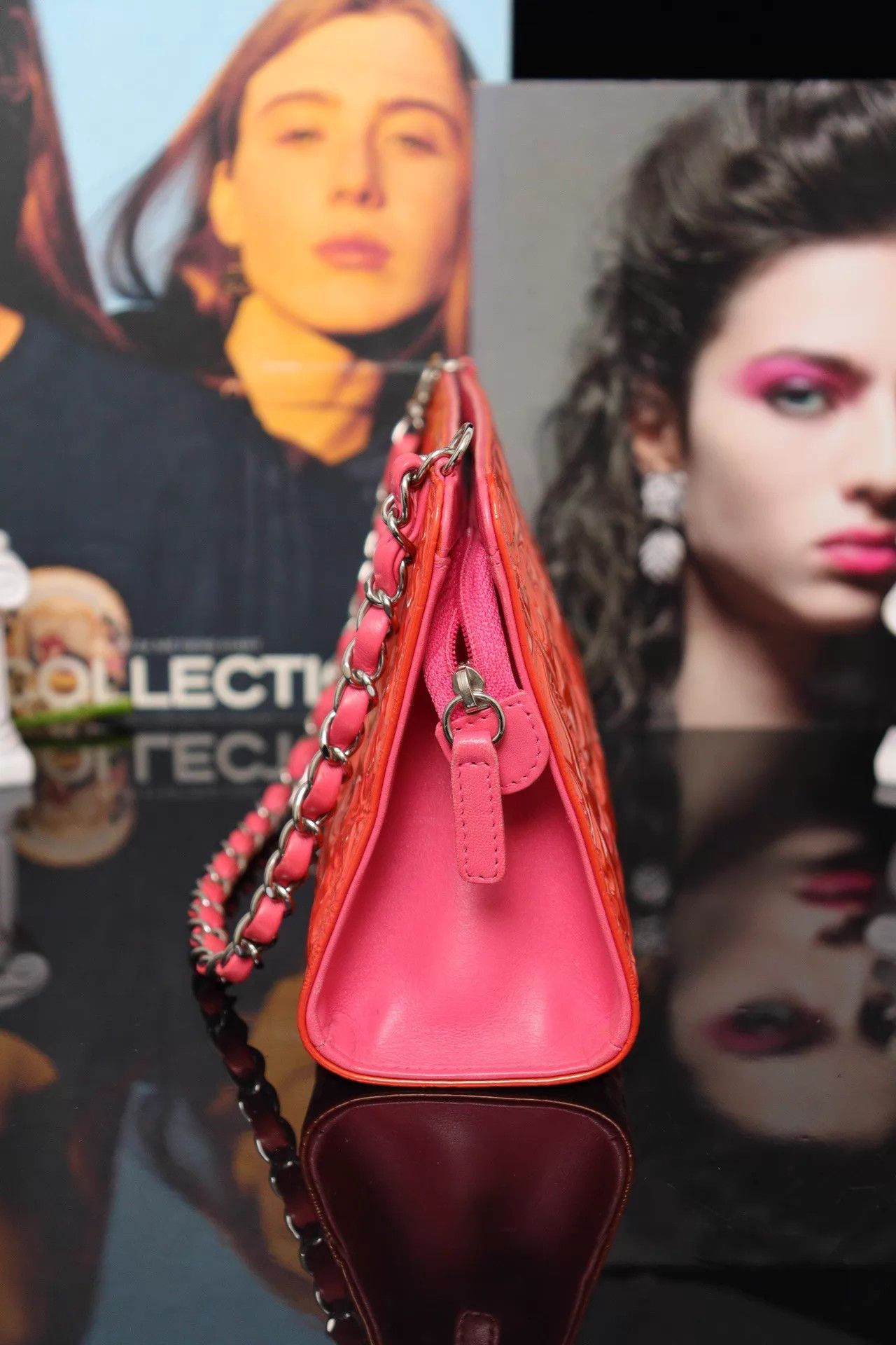 Chanel CHANEL Red Patent Leather Chain Bag 23x14x7.5 No Acc Size ONE SIZE - 3 Thumbnail