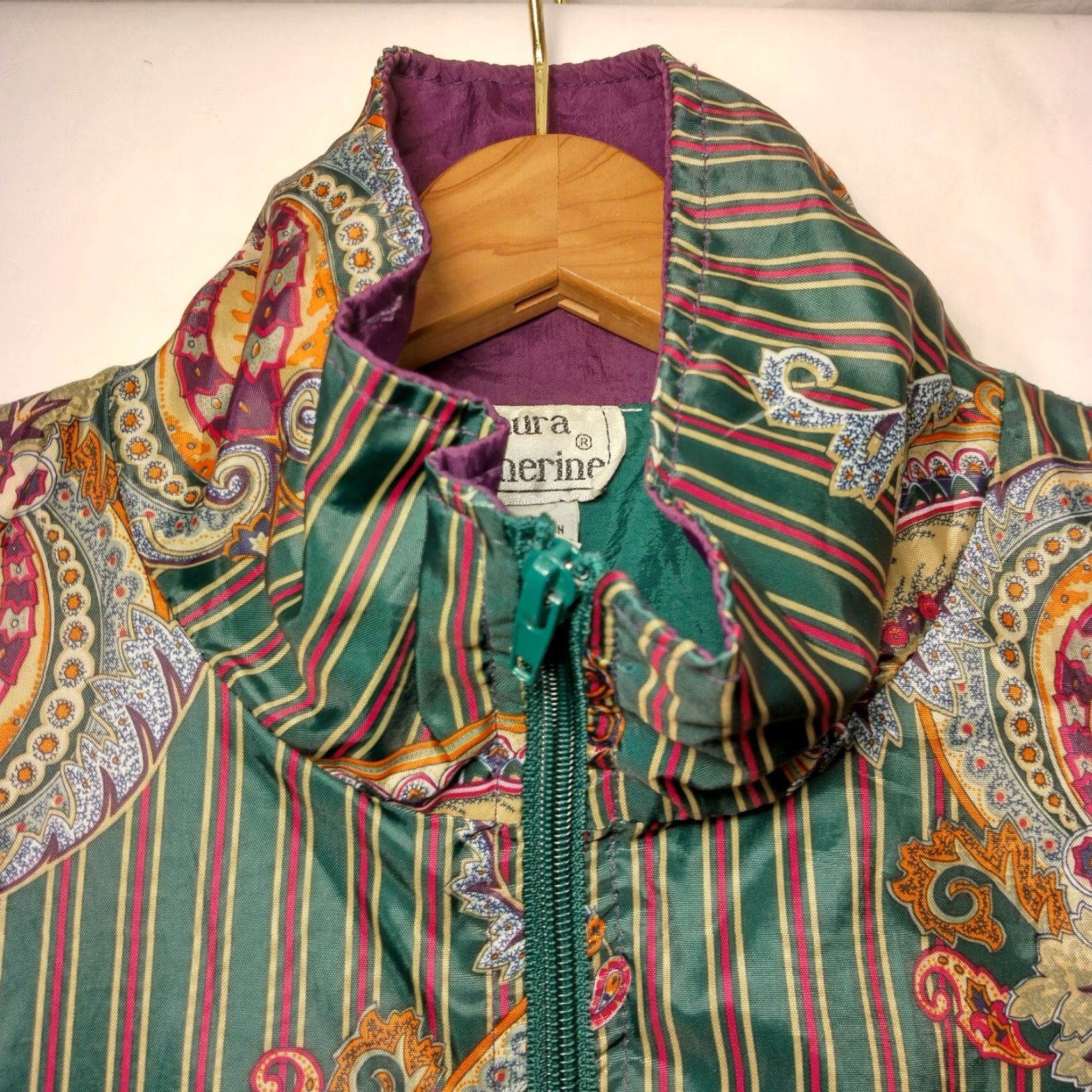 Vintage VINTAGE Laura Katherine Windbreaker Jacket Small Nylon Green Paisley Retro Size S / US 4 / IT 40 - 3 Thumbnail